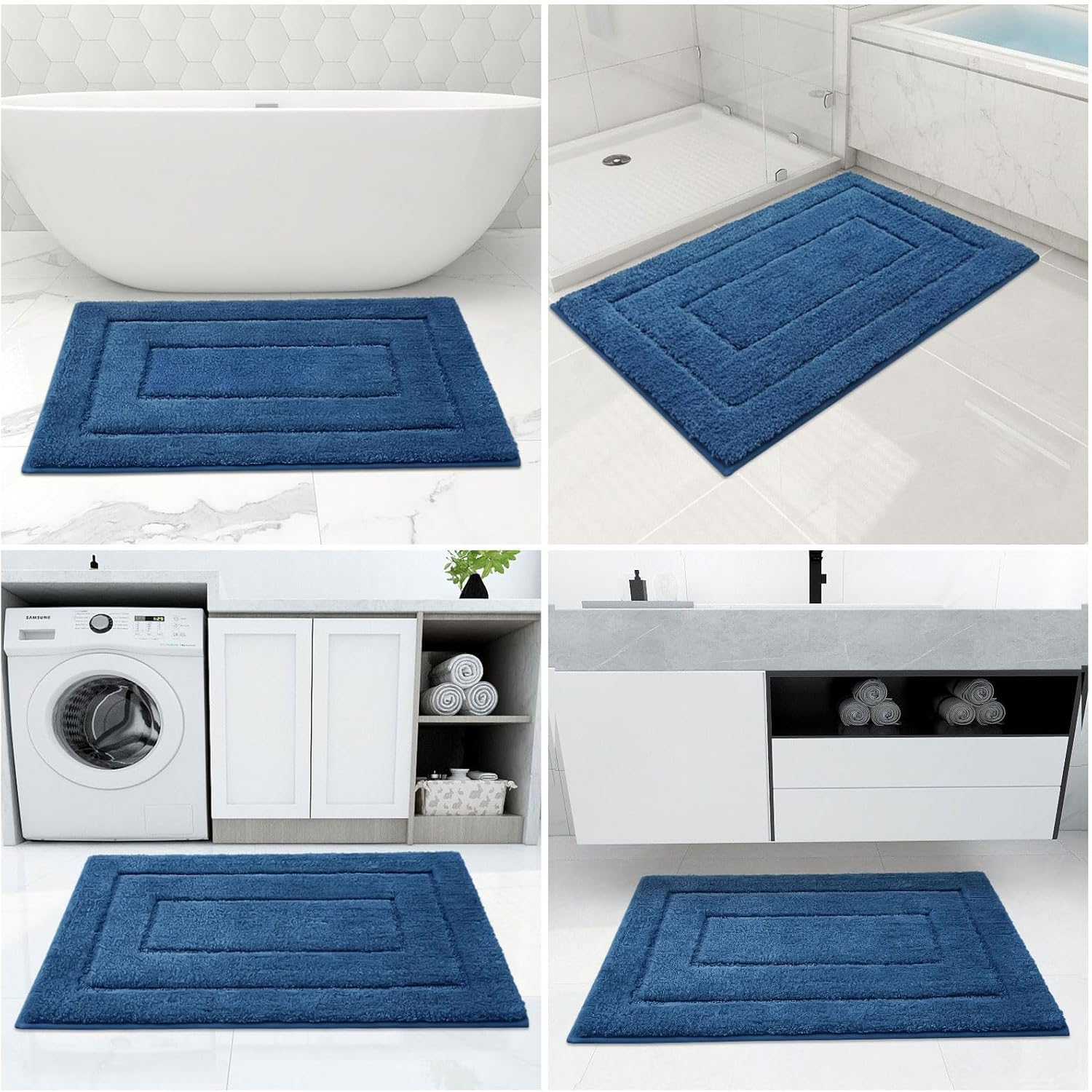 Buganda Tapetes de baño, de 36 x 24 pulgadas, de microfibra suave y absorbente, antideslizantes, peludos, lavables a máquina, para el suelo del