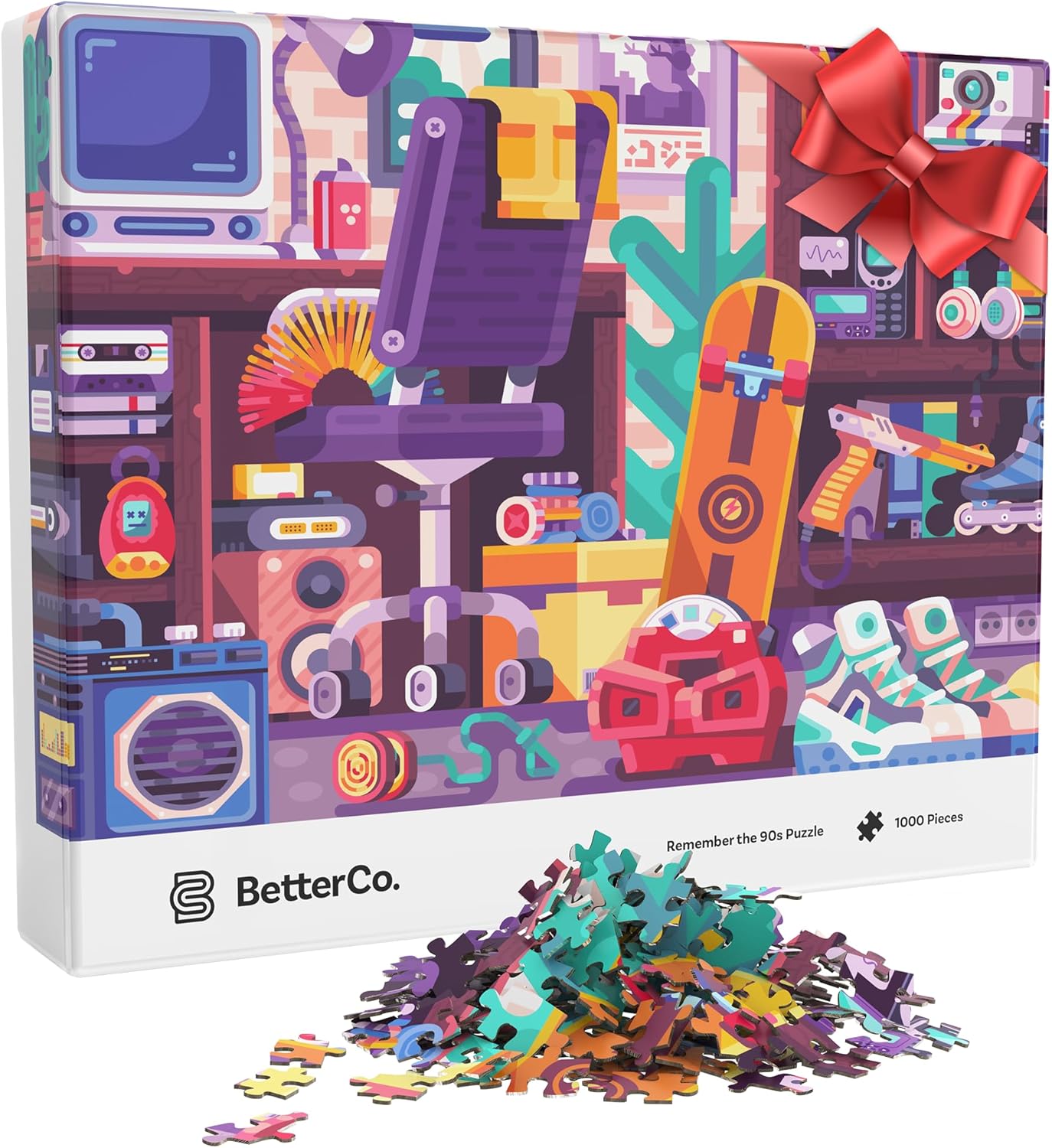 BetterCo. Remember The 90’s Puzzle, rompecabezas de azulejos para artes y manualidades, juguete de recreación para niños y adultos, decoración de