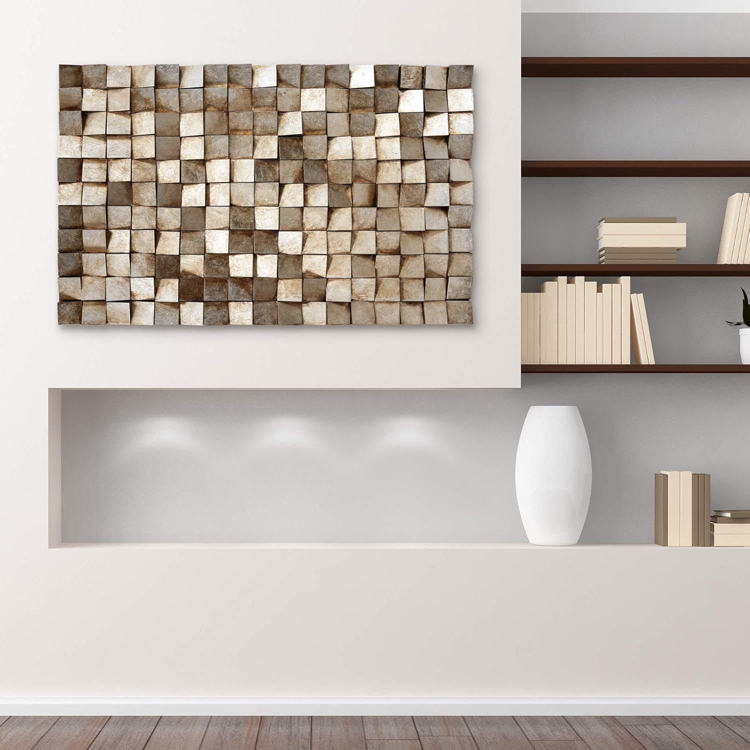 Empire Art Direct Bloques resistentes con hoja de oro 3D arte de pared de madera 3D listo para colgar, 48 x 30 pulgadas, texturizado I