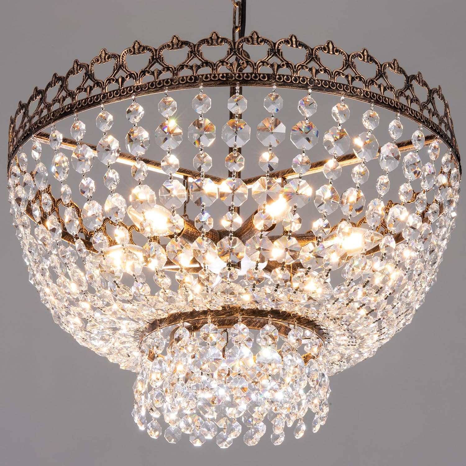 Wellmet Lámpara de araña moderna de cristal de 22 pulgadas, lámpara colgante ajustable contemporánea de 6 luces, para comedor, dormitorio, sala de
