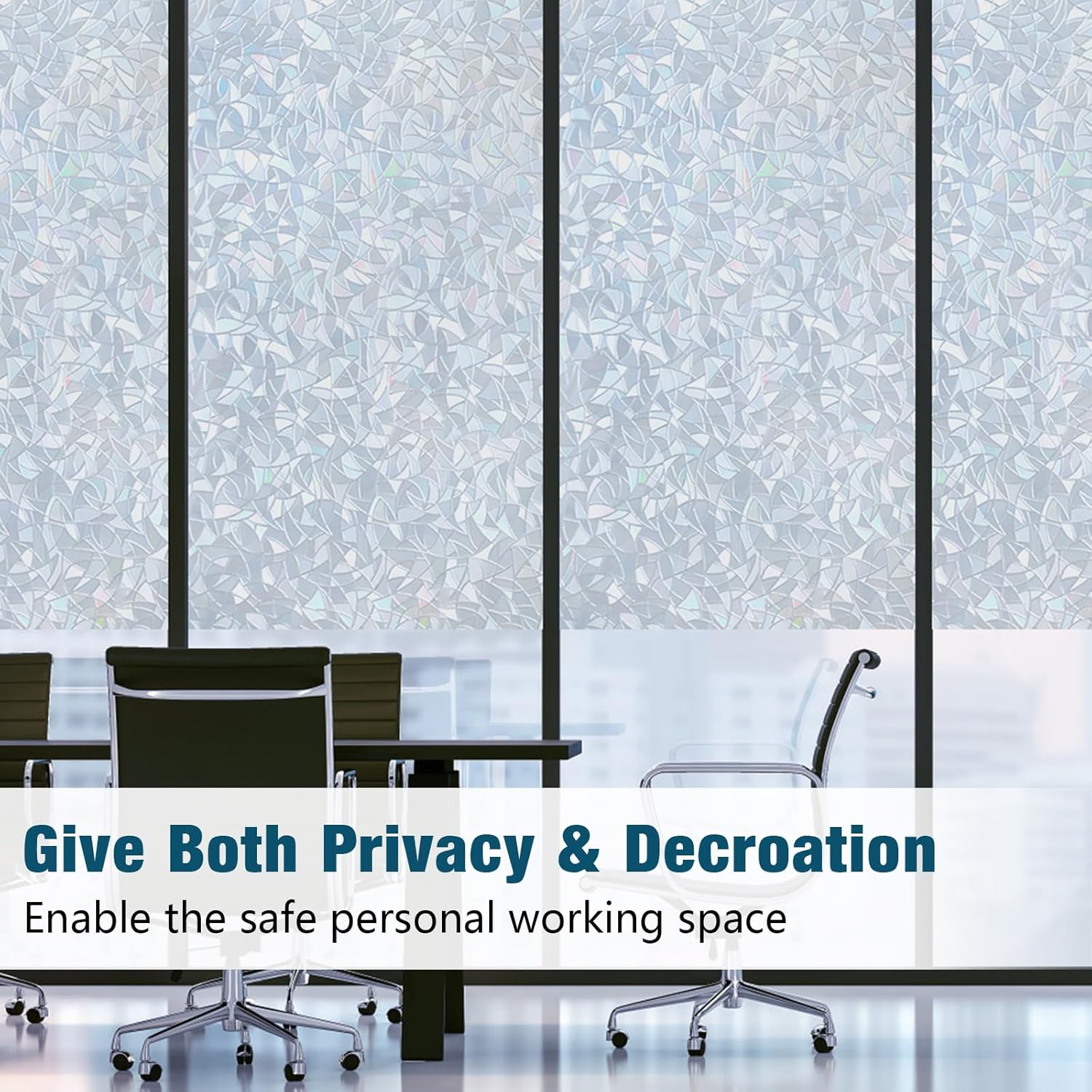 rabbitgoo Película de privacidad para ventana, película decorativa de arcoíris de adherencia estática, película decorativa para ventana de vitral,