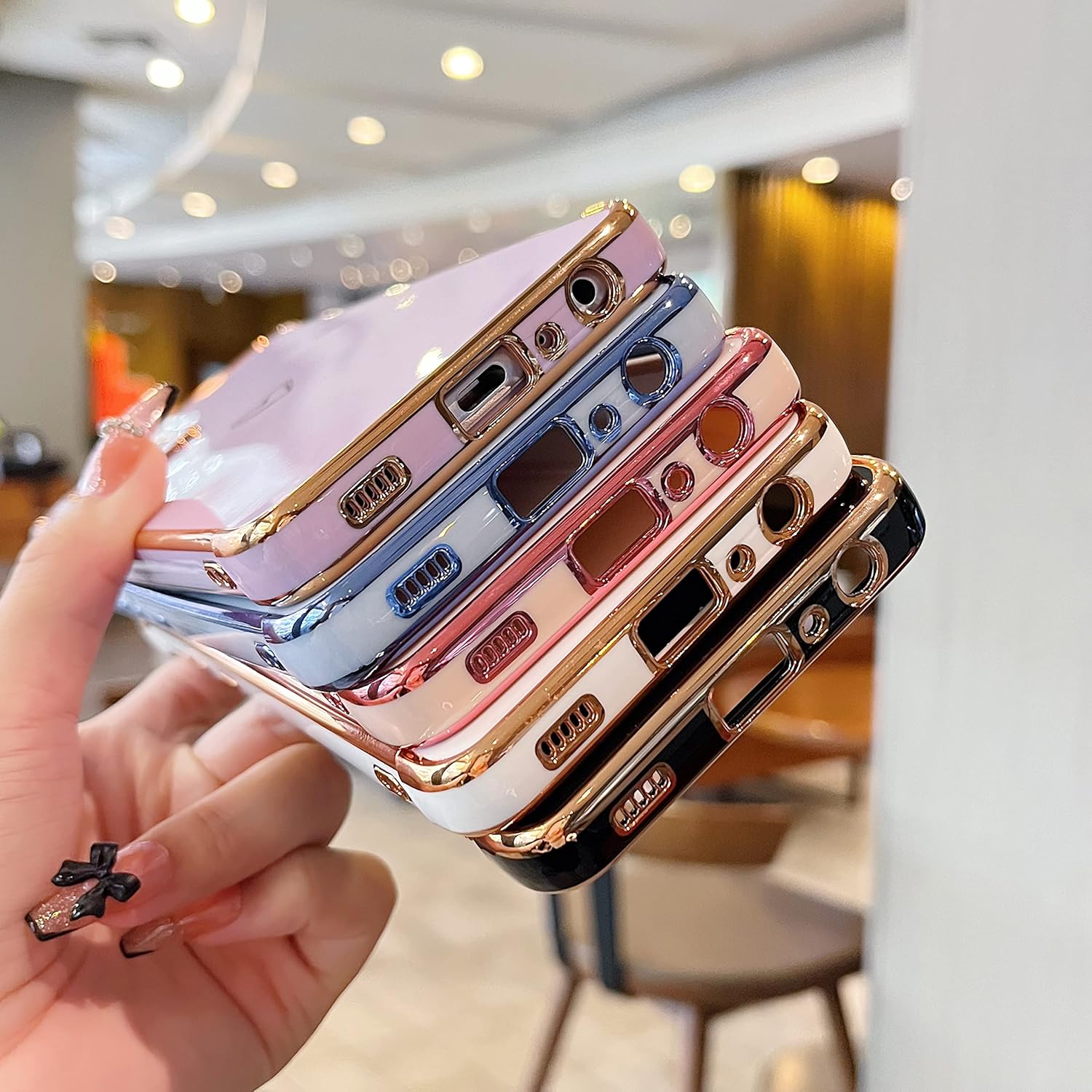 DEFBSC Funda compatible con Samsung Galaxy A52A52S con corazón dorado, borde chapado de lujo, bonita funda con protección completa de la cámara para