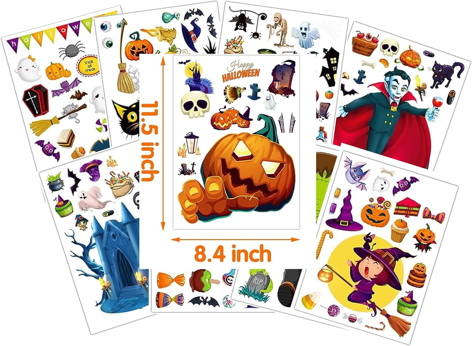 Home Concepts Juego de decoración de baño espeluznante de Halloween que incluye 2 toallas de mano, 1 jabón de manos espumoso y adhesivos decorativos