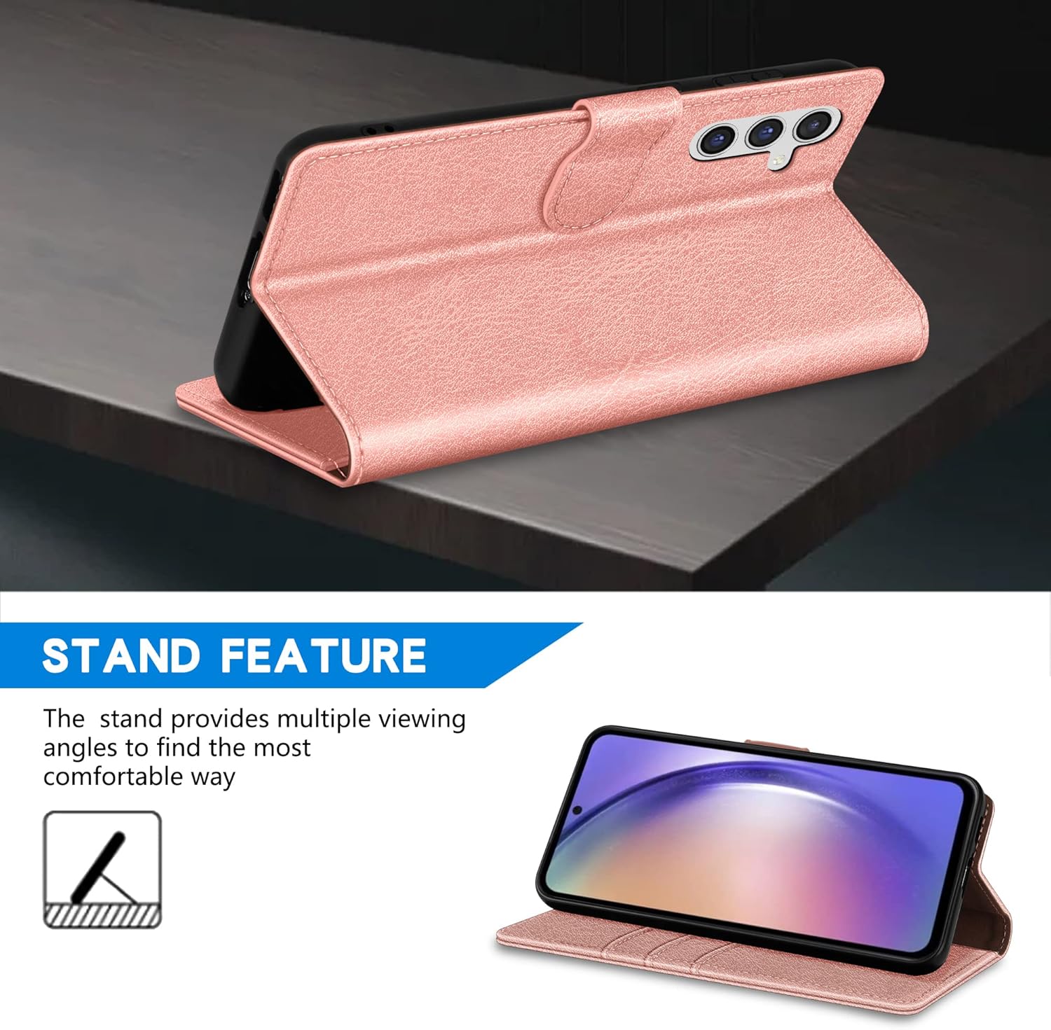 ZZXX Funda tipo cartera para Samsung Galaxy A54 5G con bloqueo RFID, ranura para tarjetas, función atril, cierre magnético, funda protectora de