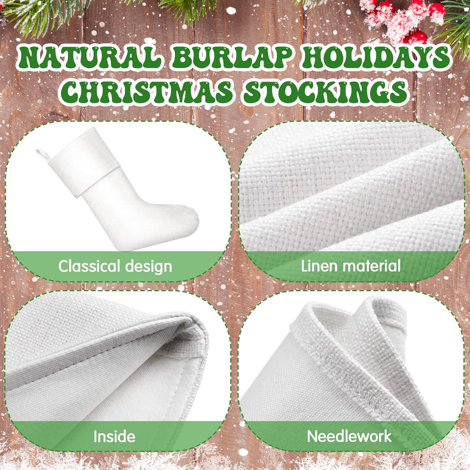 Shappy 10 medias de arpillera de sublimación de Navidad, para colgar en la chimenea, lisas, decorativas, para manualidades, decoración de