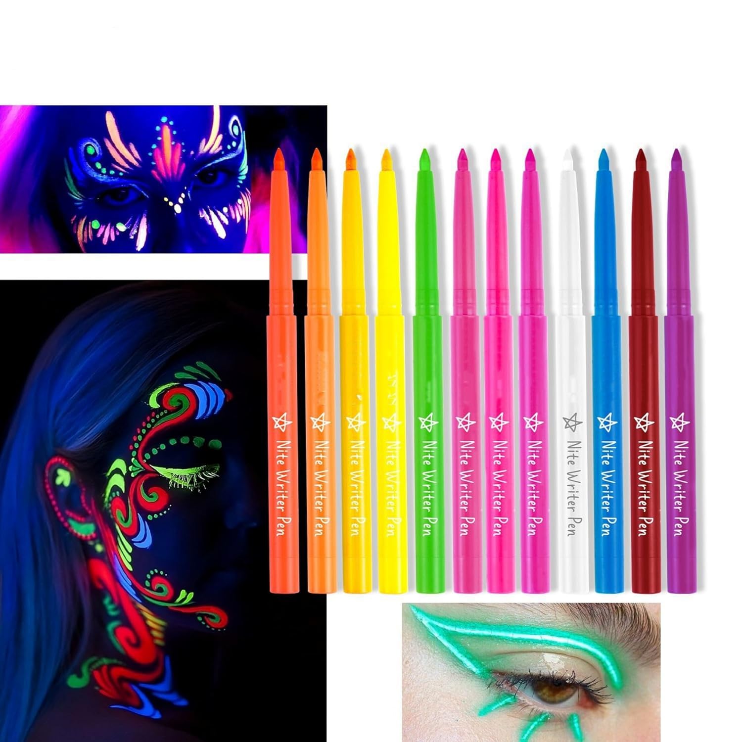MAEPEOR Delineador de ojos de 12 colores mate, resistente al agua y a las manchas, maquillaje de ojos para uso diario y Halloween Navidad (juego 03)