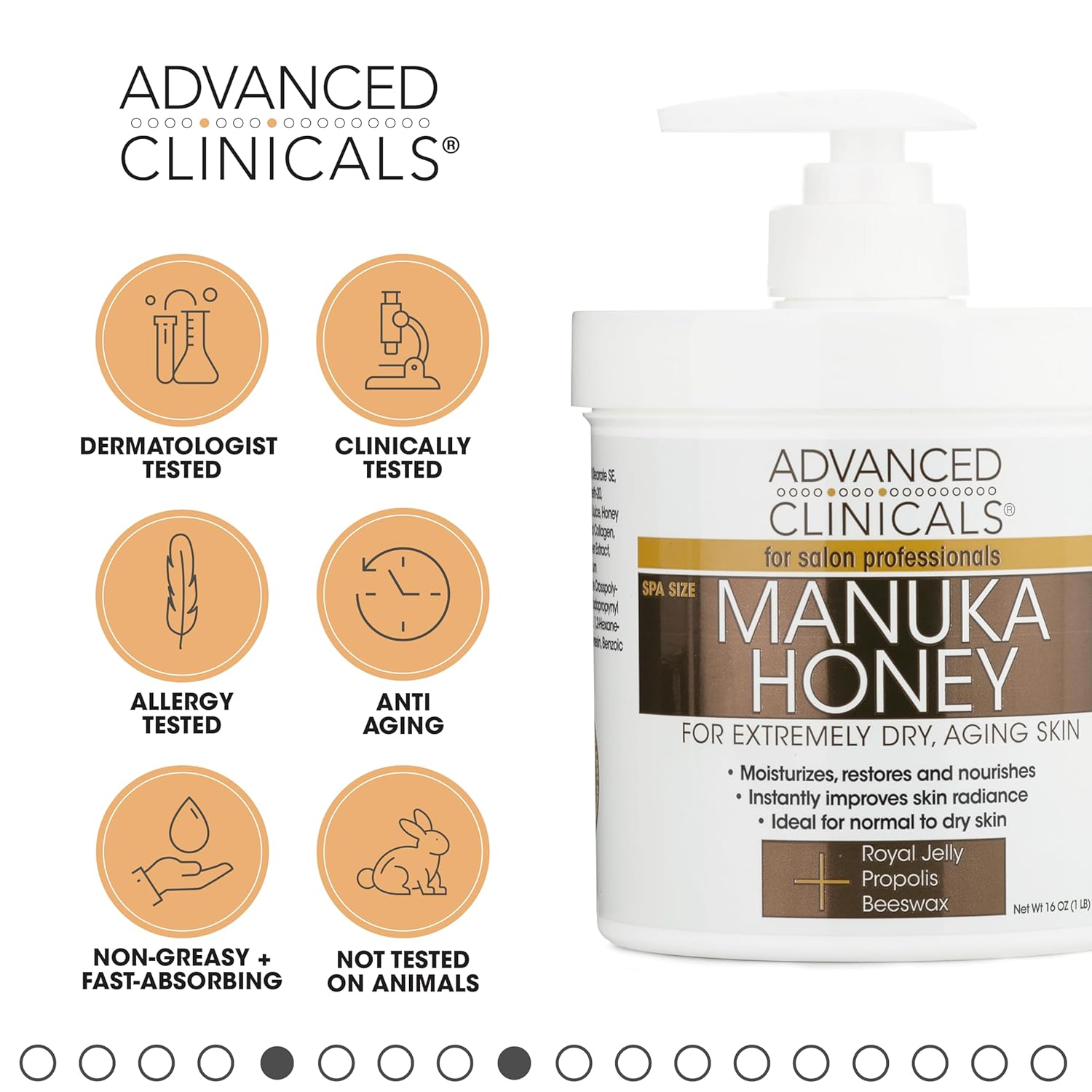 Advanced Clinicals Set de 2 lociones corporales de retinol + crema de miel de manuka  Loción facial hidratante y crema corporal  Tratamiento para el