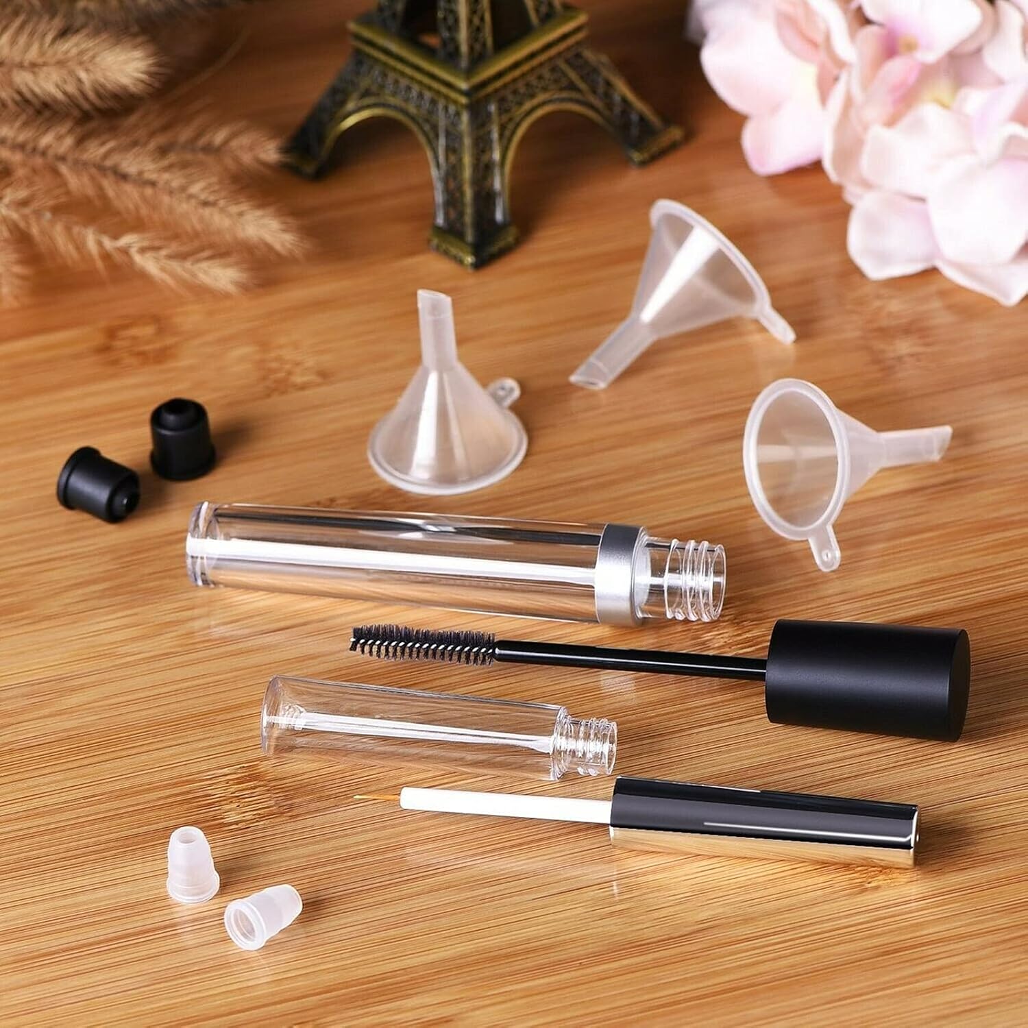 Tubo de rímel vacío y varita delineador de ojos, tubo de rímel de 0.3 onzas líquidas, botella contenedor de pestañas, máscara vacía de 0.2 fl oz y