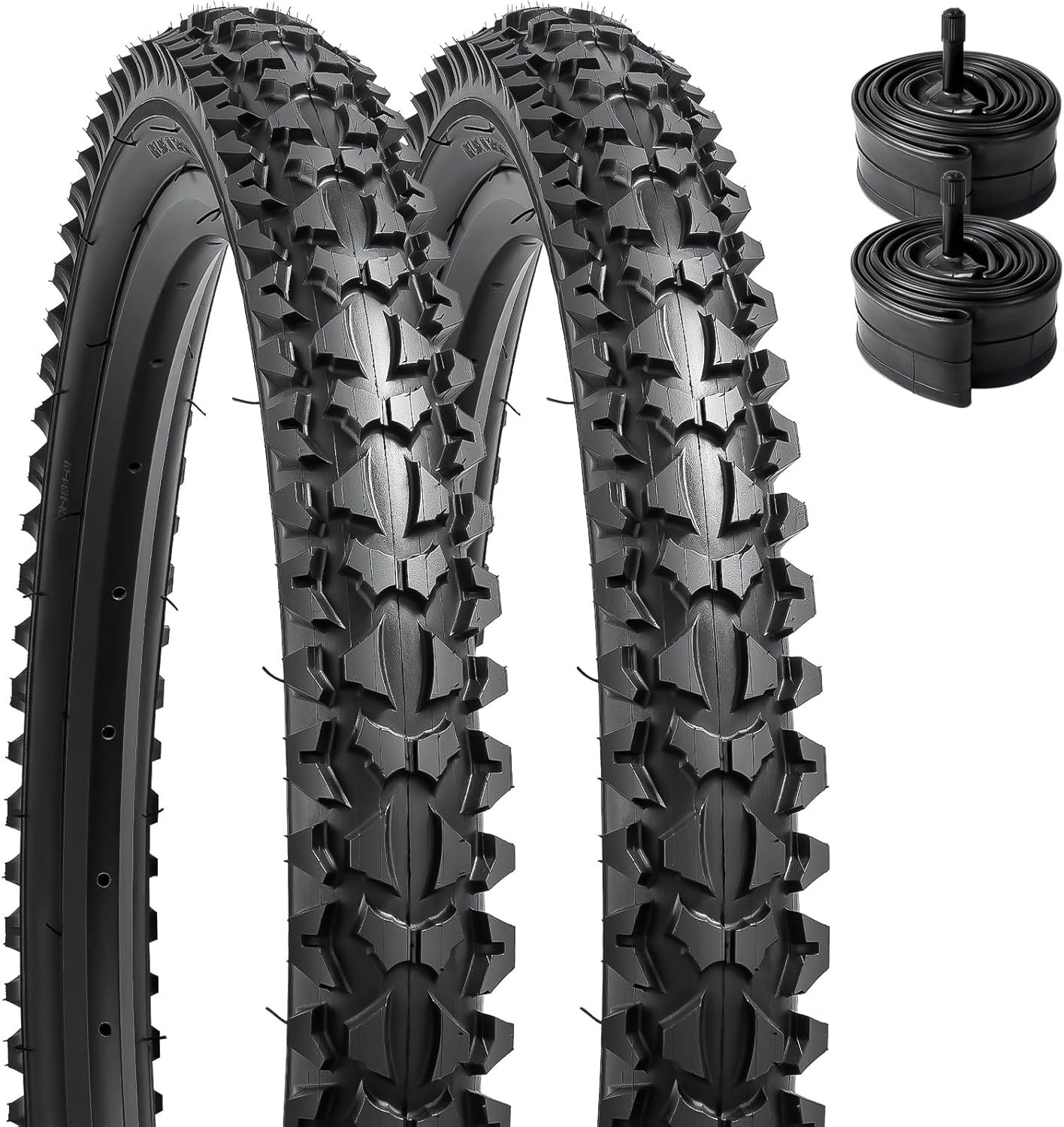 2 neumáticos para bicicleta de montaña de 16 pulgadas de 16 x 2.12557-305 60TPI y 16 pulgadas, válvula Schrader con 2 tiras de llanta compatibles