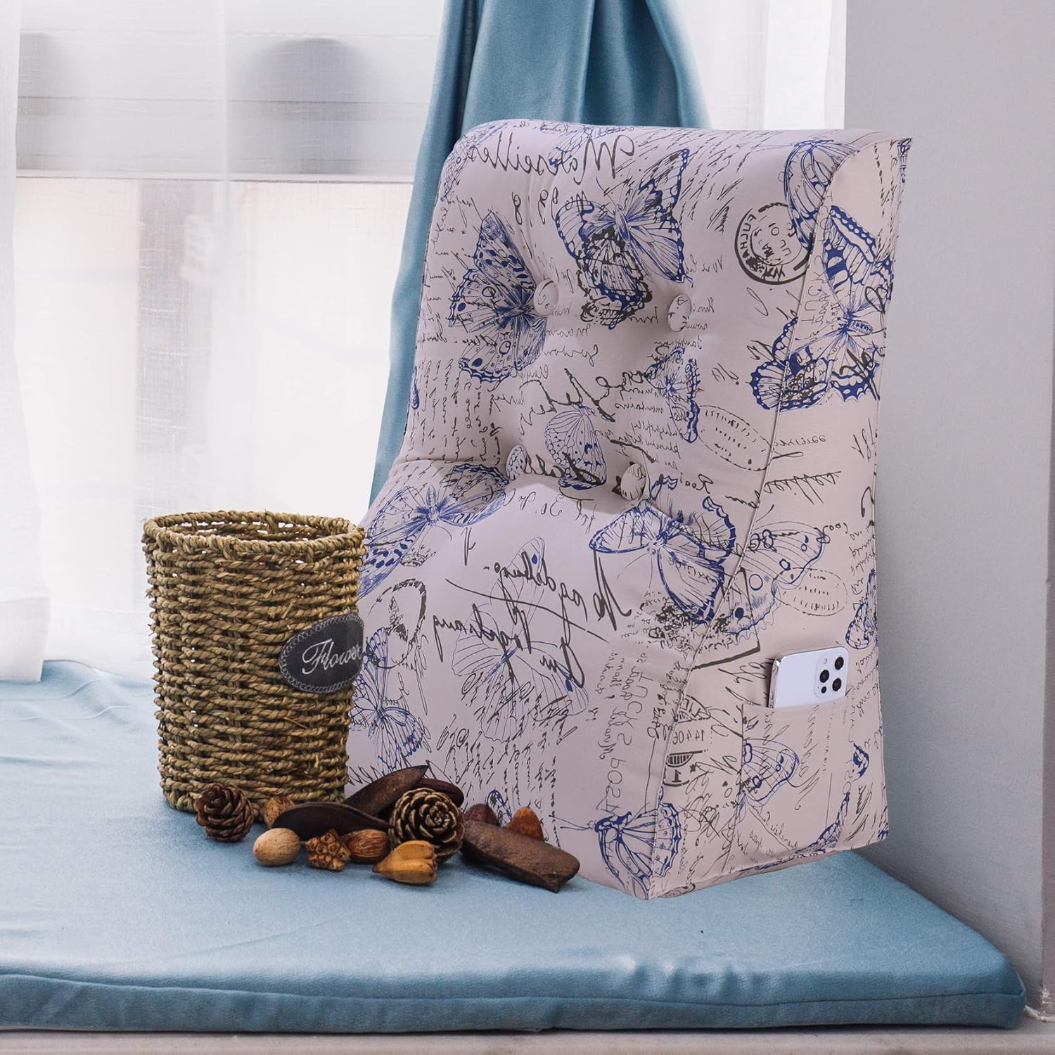 YXCSELL Almohada de cuña para respaldo, almohada de respaldo impreso, almohada de lectura para dormir para sentarse en la cama, soporte de espalda,