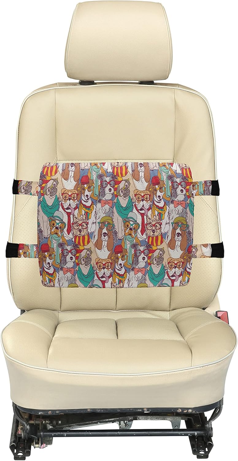 Ambesonne Almohada lumbar de apoyo para la espalda de perro, hipster, Bulldog Schnauzer, razas de pug, gafas, sombreros, bufanda, patrón de dibujos