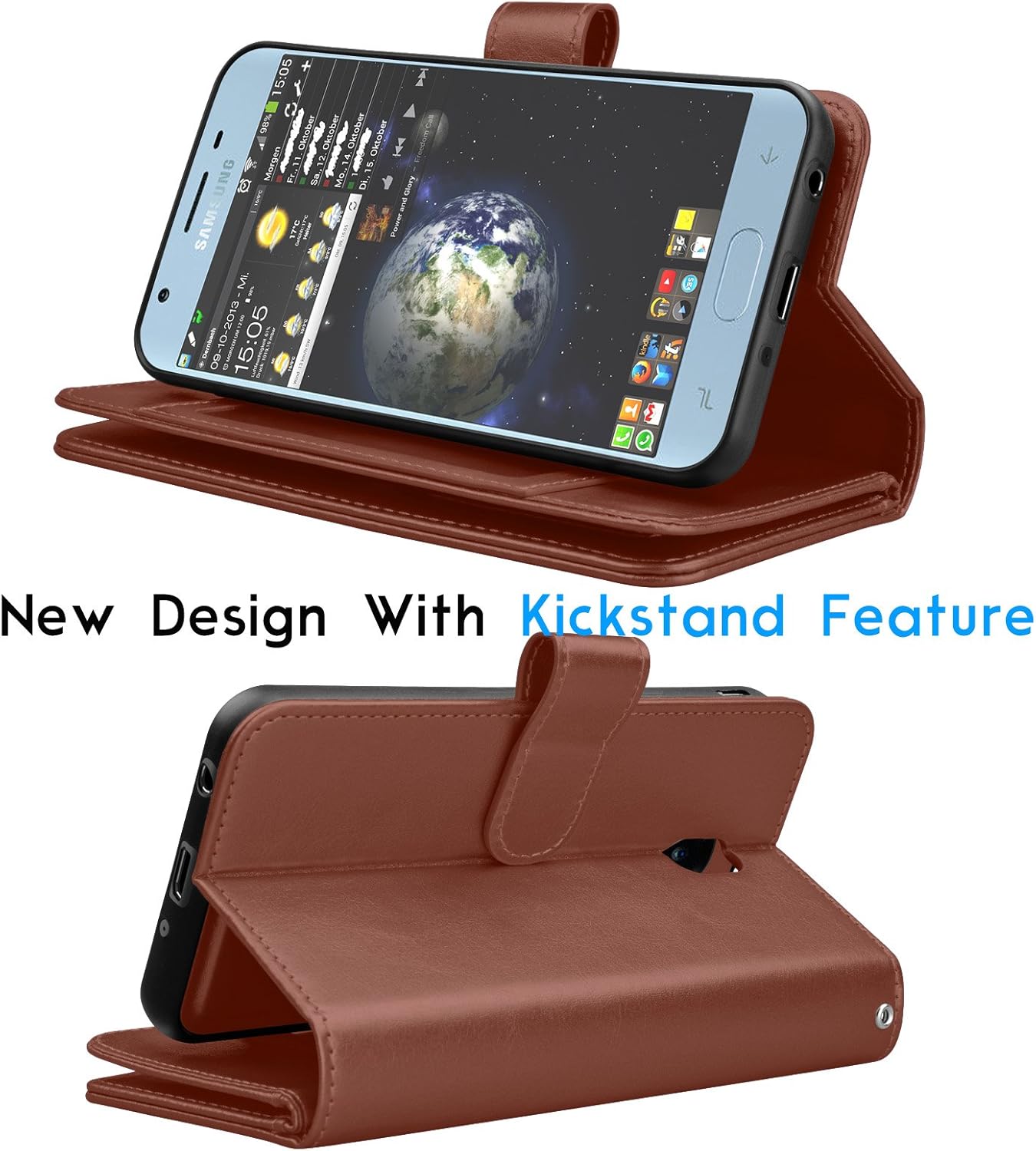 Tekcoo Para Galaxy J7 2018J7 AeroJ7 V 2ndJ7 TopJ7 CrownJ7 AuraJ7 Refine Wallet Case, ID Tarjetas de Crédito Titular de la Bolsa de Cuero PU Folio