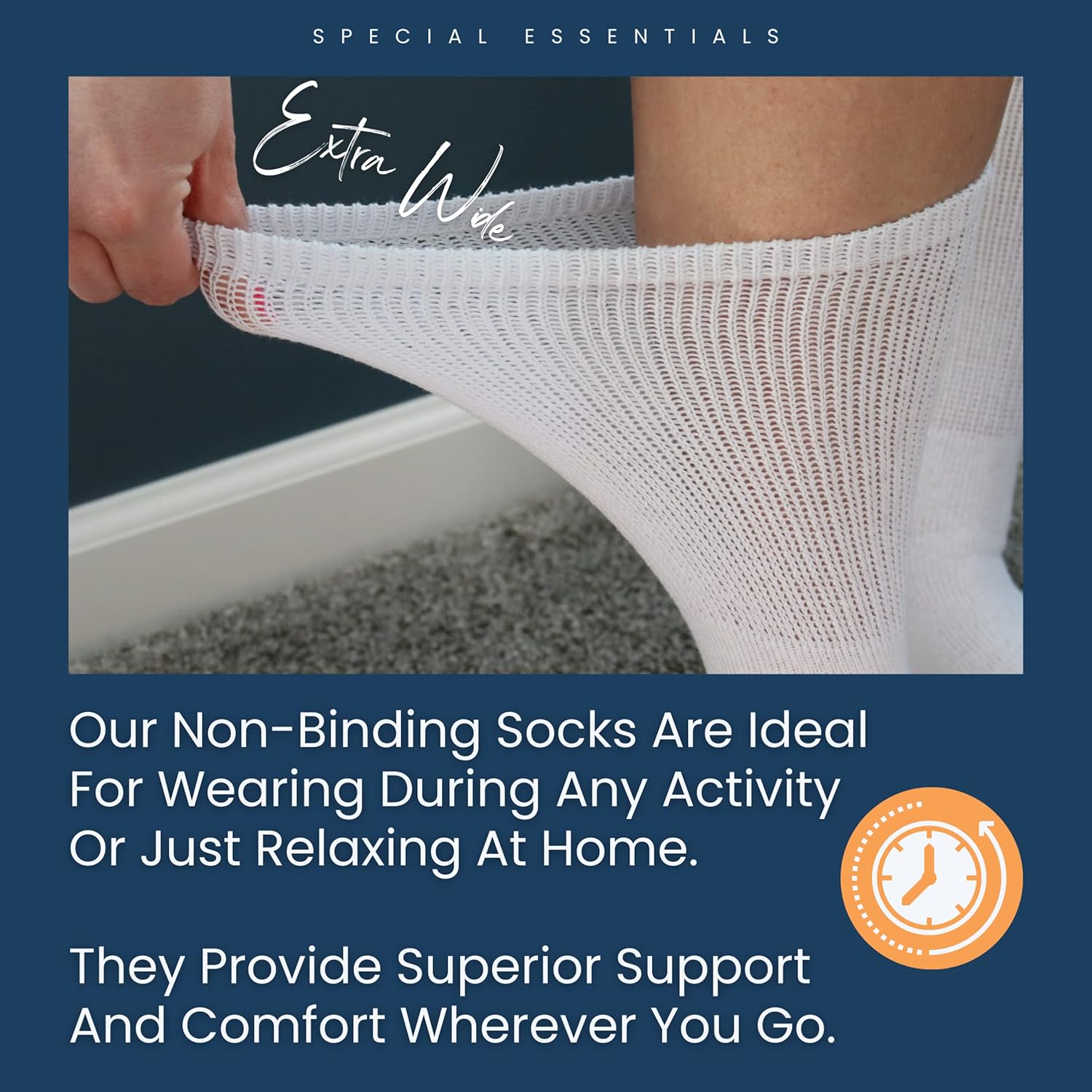 6 pares de calcetines de algodón no vinculantes para diabéticos con parte superior extra ancha para hombres y mujeres
