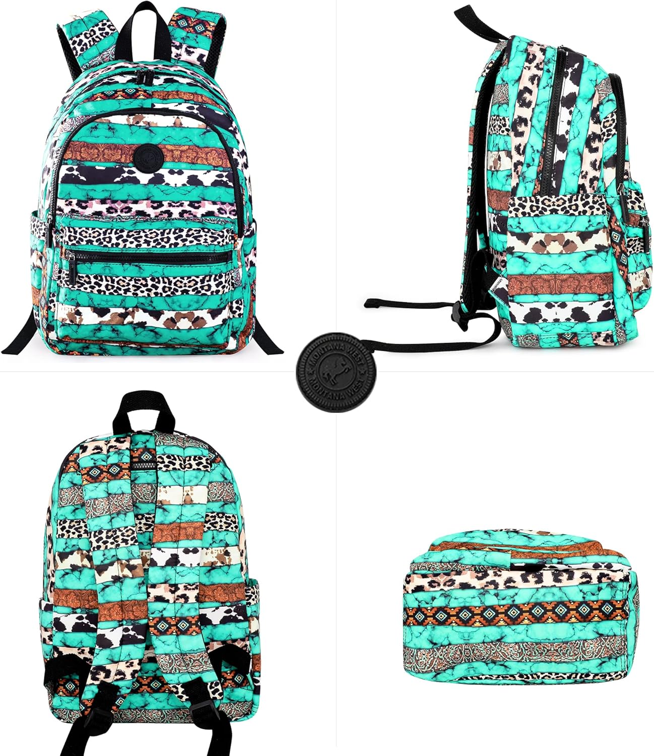 Montana West Western – Mochila para mujer, ligera, informal, para viajes con computadora portátil, *A1-boho Leopard 4, Mochilas Daypack