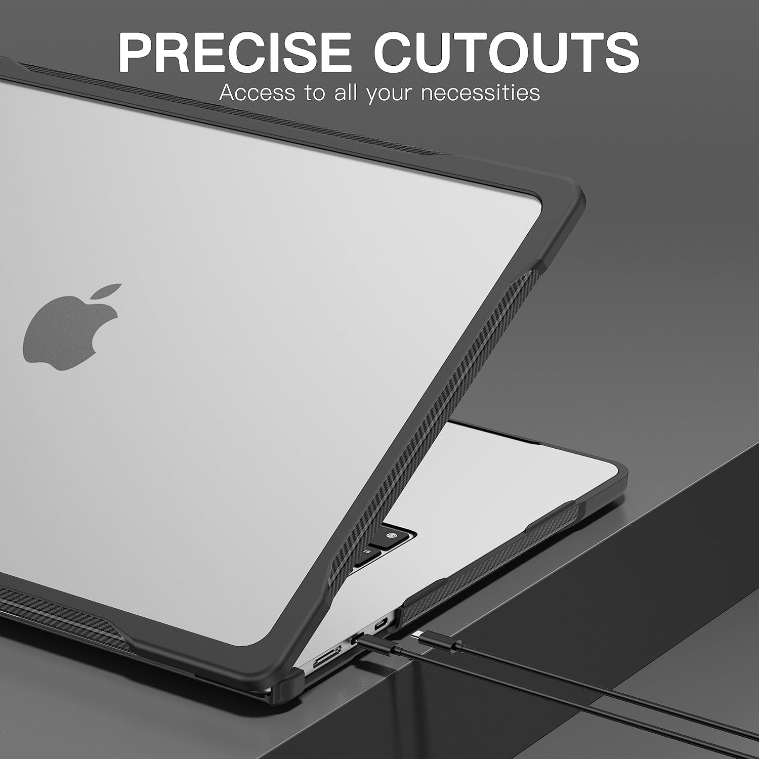 Batianda Funda de protección definitiva para MacBook Air M2 de 15 pulgadas, modelo A2941 modelo A2941, bordes de fibra de carbono mate, a prueba de