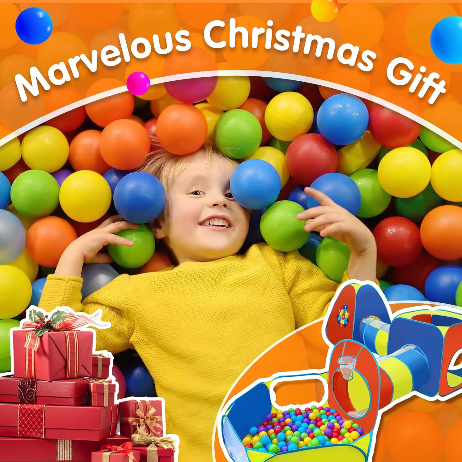 5 hoyos de bolas, tienda de campaña y túneles para niños, 1 hoyo de bolas, 2 tiendas de campaña, 2 túneles de rastreo, 2 aros de bola, juego de