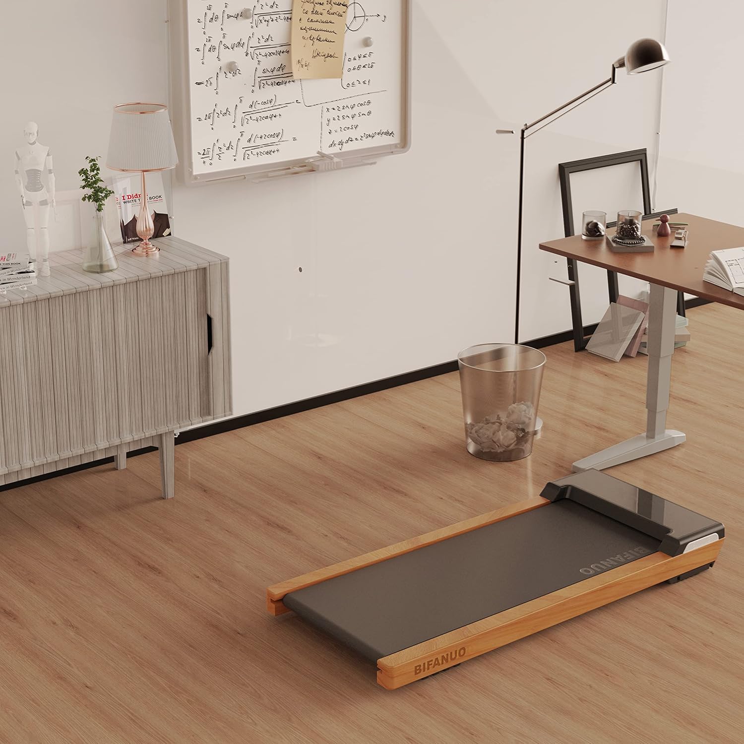 Caminadora para debajo del escritorio, almohadilla para caminar de 2.25 HP, caminadora eléctrica de madera ligera, caminadora de escritorio para