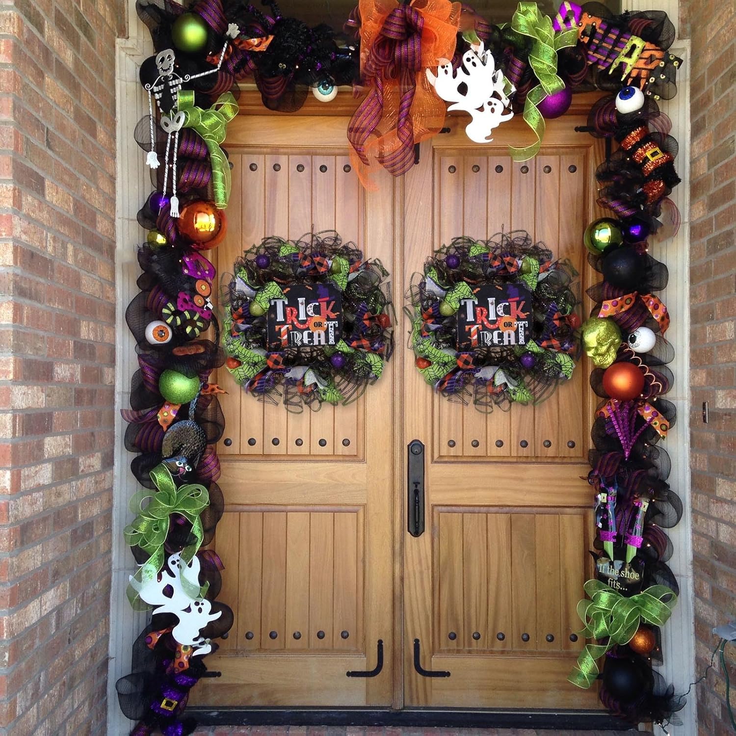 Coronas iluminadas para puerta delantera, Halloween, puerta delantera, celebración, granja, corona de bienvenida, colgador de puerta, decoración de