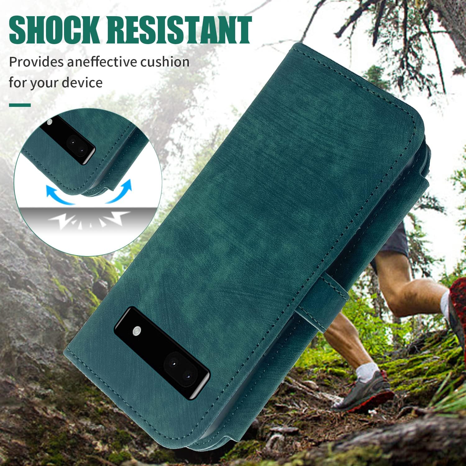 Furiet Compatible con Google Pixel 6A 5G 2022 – Funda tipo cartera con 9 ranuras para tarjetas, de cuero retro, tarjetero con tapa para tarjetas de