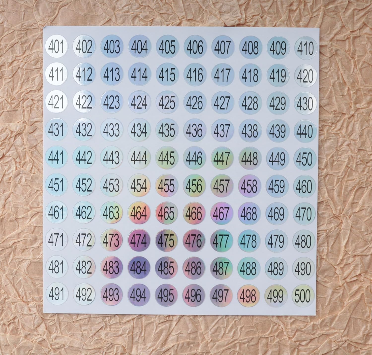 Ruwado 10 hojas de calcomanías de números del 1 al 100 unidades, autoadhesivas de 0.39 pulgadas, pequeñas etiquetas láser reflectantes impermeables