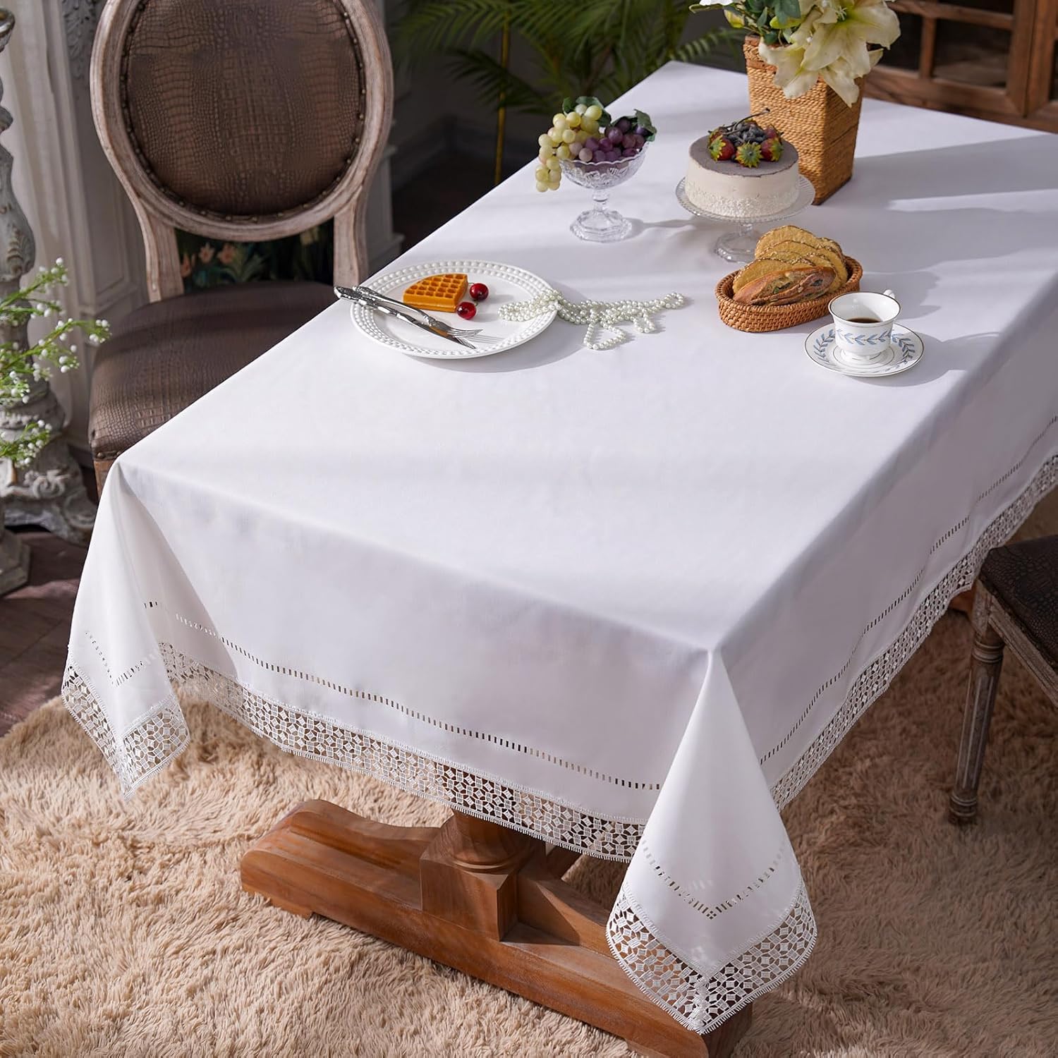 ARTABEL – Manteles de mesa de trabajo cortados con encaje láser troquelado a láser, exquisitos vintage, Shabby Chic para mesas largas de cena de