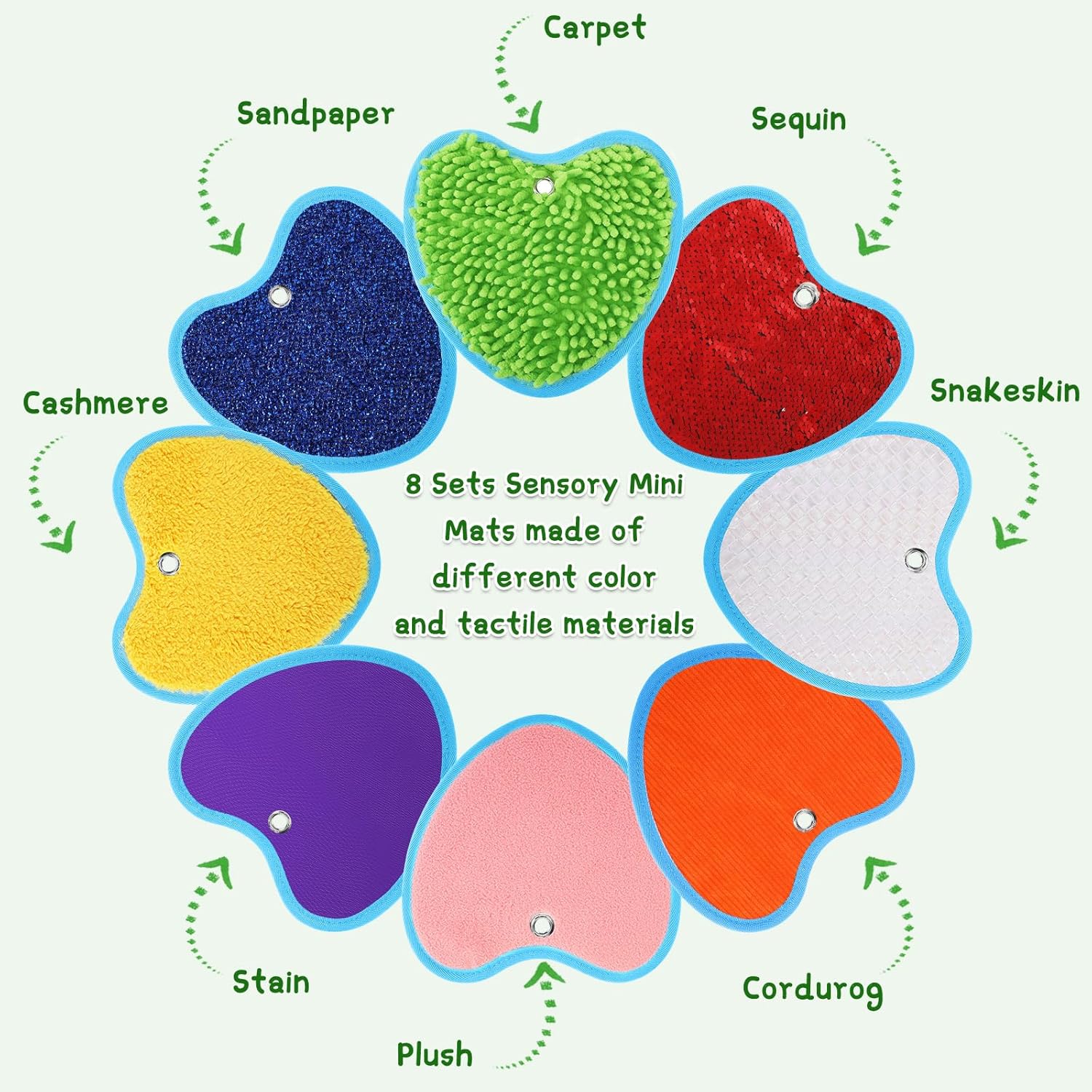 Juego de 8 mini alfombrillas sensoriales con textura surtida, tapetes sensoriales para textura, azulejos sensoriales educativos táctiles sensoriales