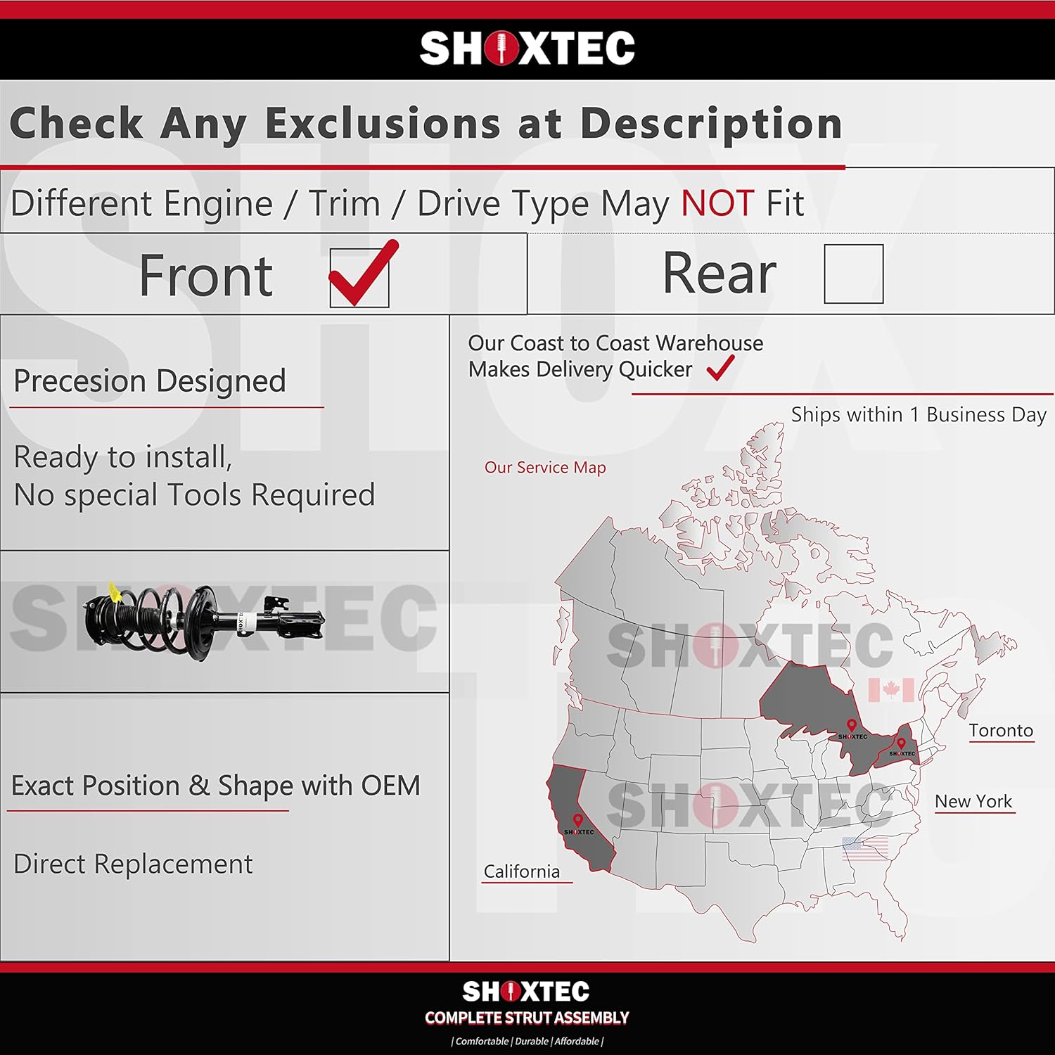Shoxtec Par delantero de reemplazo completo de montaje de puntales para 2013-2017 Ford Taurus Amortiguador de resorte helicoidal Repl. parte no