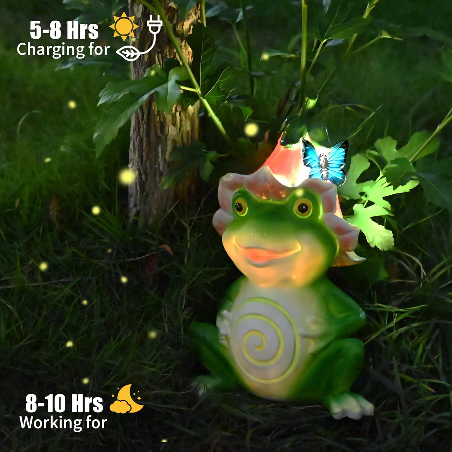 WENYLE Figura de rana para decoración de jardín, estatuas de ranas de flores para jardín al aire libre, perfectas para regalo de arte de patio,