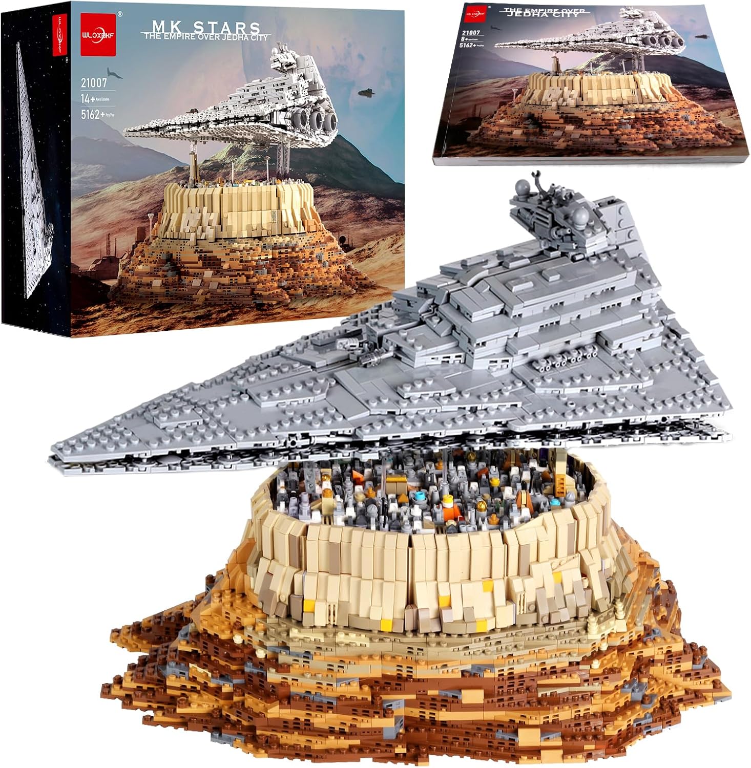 WLOXBKF MOC Starship Cruise Super UCS Imperial Star Destroyer City The Empire Over Jedha City Building Kits,Star Plan UCS Collectible Set for Adults