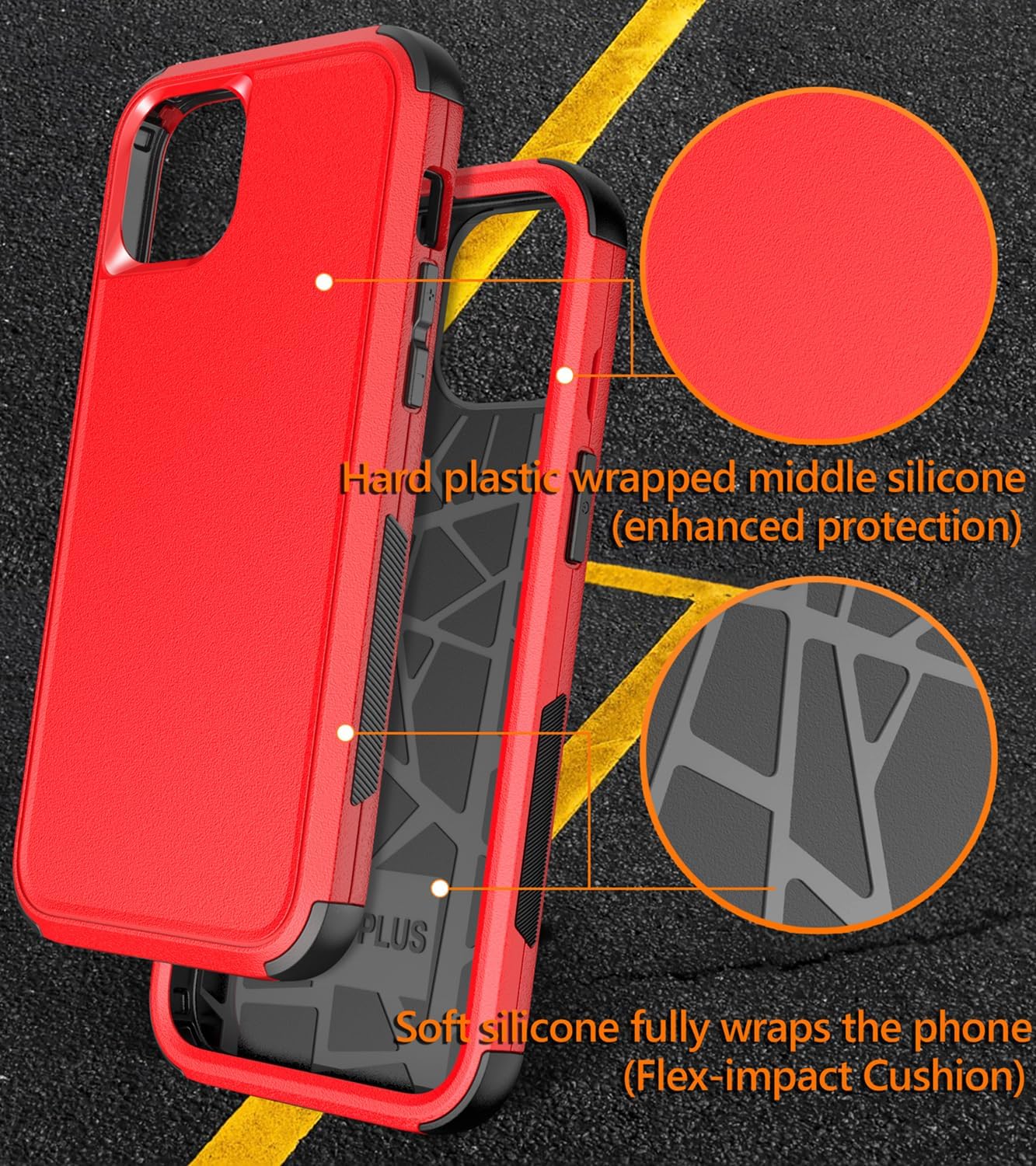 Diverbox Funda para iPhone 15 a prueba de golpes a prueba de caídas protector de pantalla de vidrio templado, funda de protección resistente para