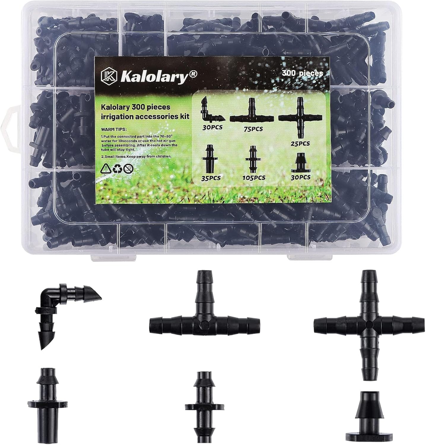Kalolary – Juego de 300 conectores de púas para riego, conectores de púas para riego por goteo de 14 pulgadas, kit de accesorios de tubería para