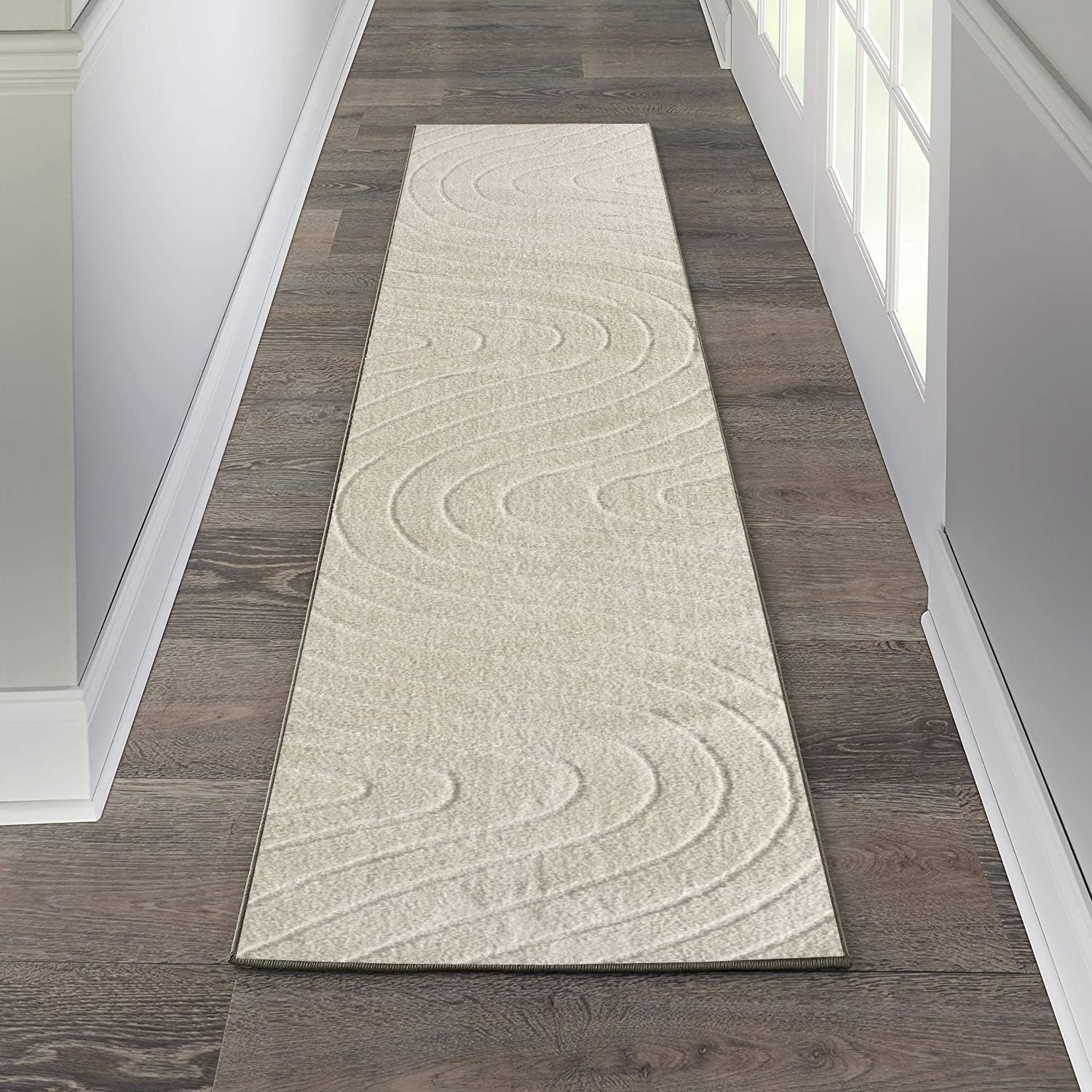 LUXE WEAVERS Alfombra moderna geométrica ondulada crema 2×8