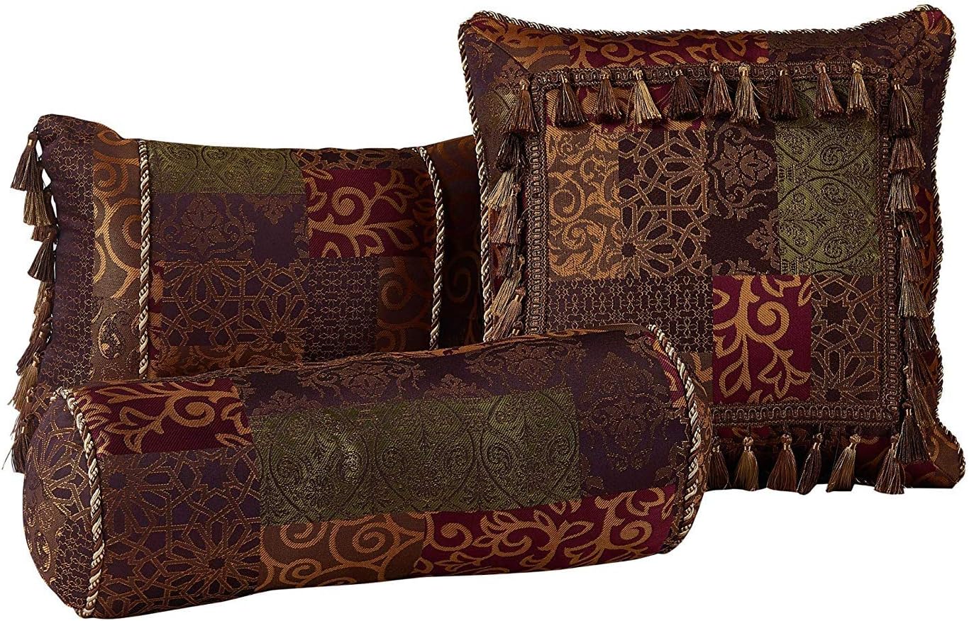 Chezmoi Collection Amelia – Juego de edredón jacquard floral de 9 piezas, tamaño Queen, multicolor
