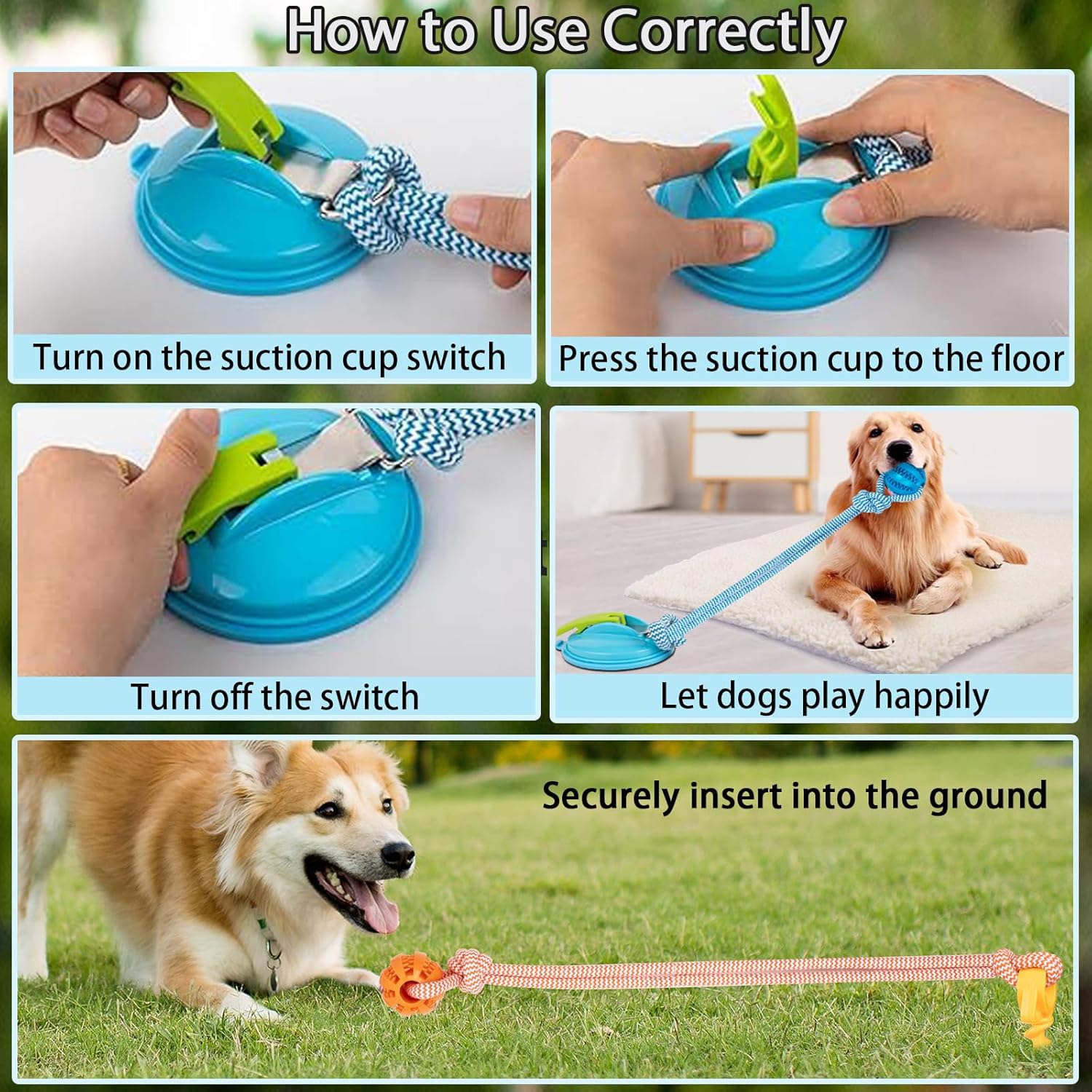 18FTRabbit Juguetes para perros para masticar agresivamente, juguetes interactivos para masticar perros, juguetes de tira y afloja para perros