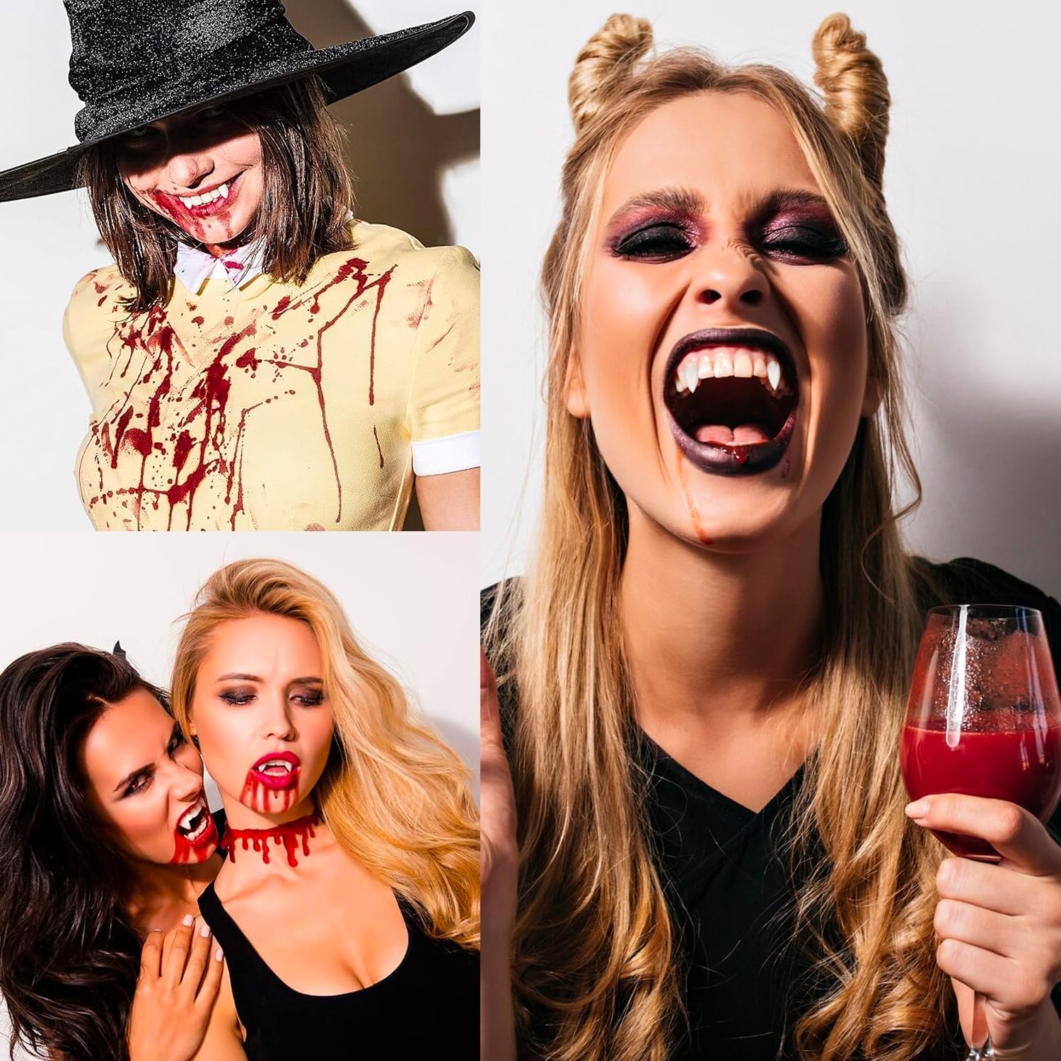 Dientes de vampiro para decoración de Halloween, dientes falsos, colmillos de vampiro para accesorios de cosplay como accesorios de Halloween,