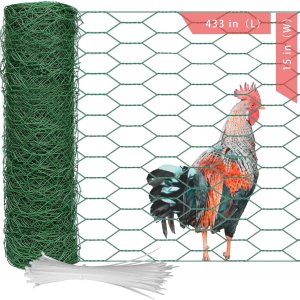 Alambre de pollo, valla de alambre de pollo, malla de alambre de pollo para jardín, malla de 0.63 pulgadas de 15 x 433 pulgadas, alambre de pollo Alambre de pollo, valla de alambre de pollo, malla de alambre de pollo para jardín, malla de 0.63 pulgadas de 15 x 433 pulgadas, alambre de pollo