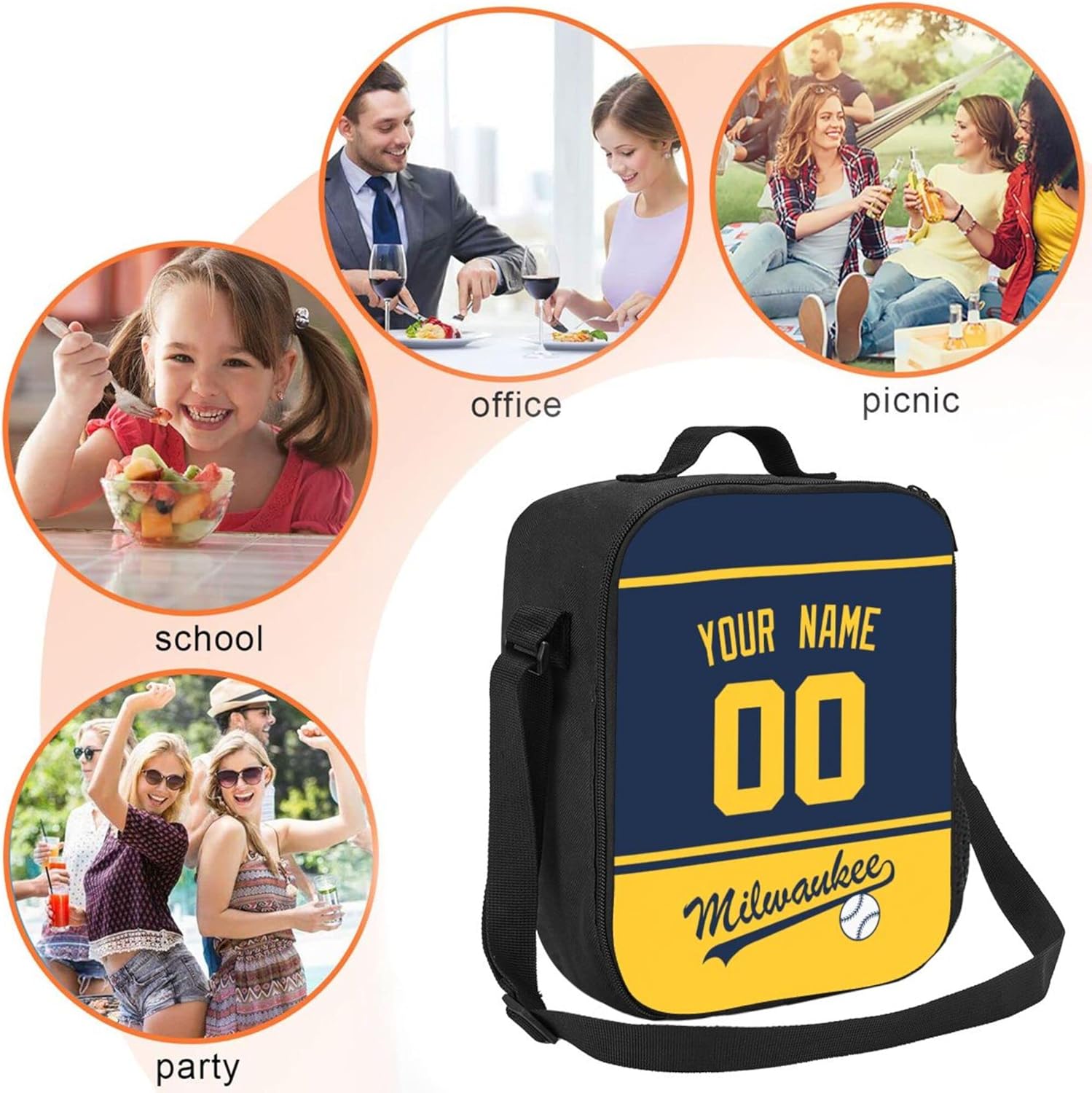 Milwaukee – Lonchera térmica personalizada con cualquier nombre y cualquier número, regalos personalizados para niños, hombres y mujeres