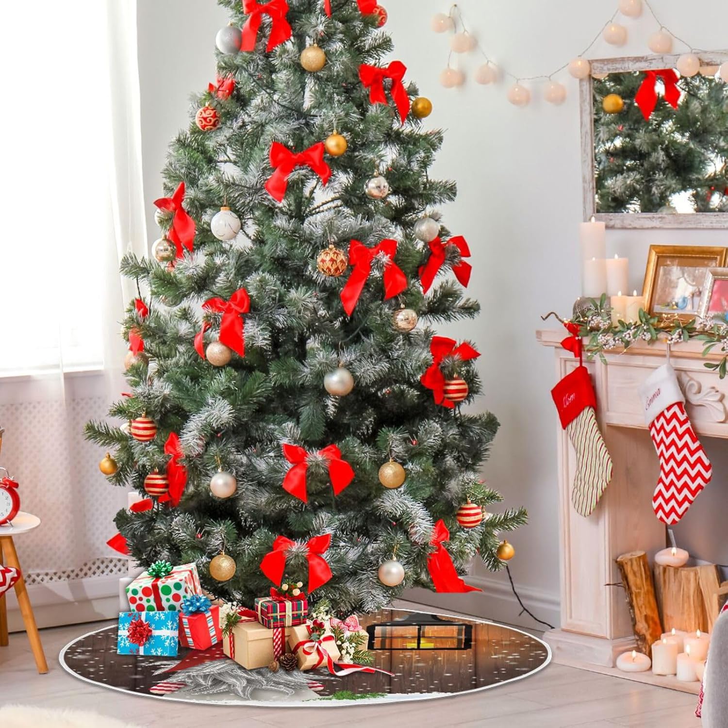 Nisser Norway – Falda de base de árbol de Dinamarca, falda suave para árbol de Navidad, decoración de árboles de Navidad, falda pequeña para árbol
