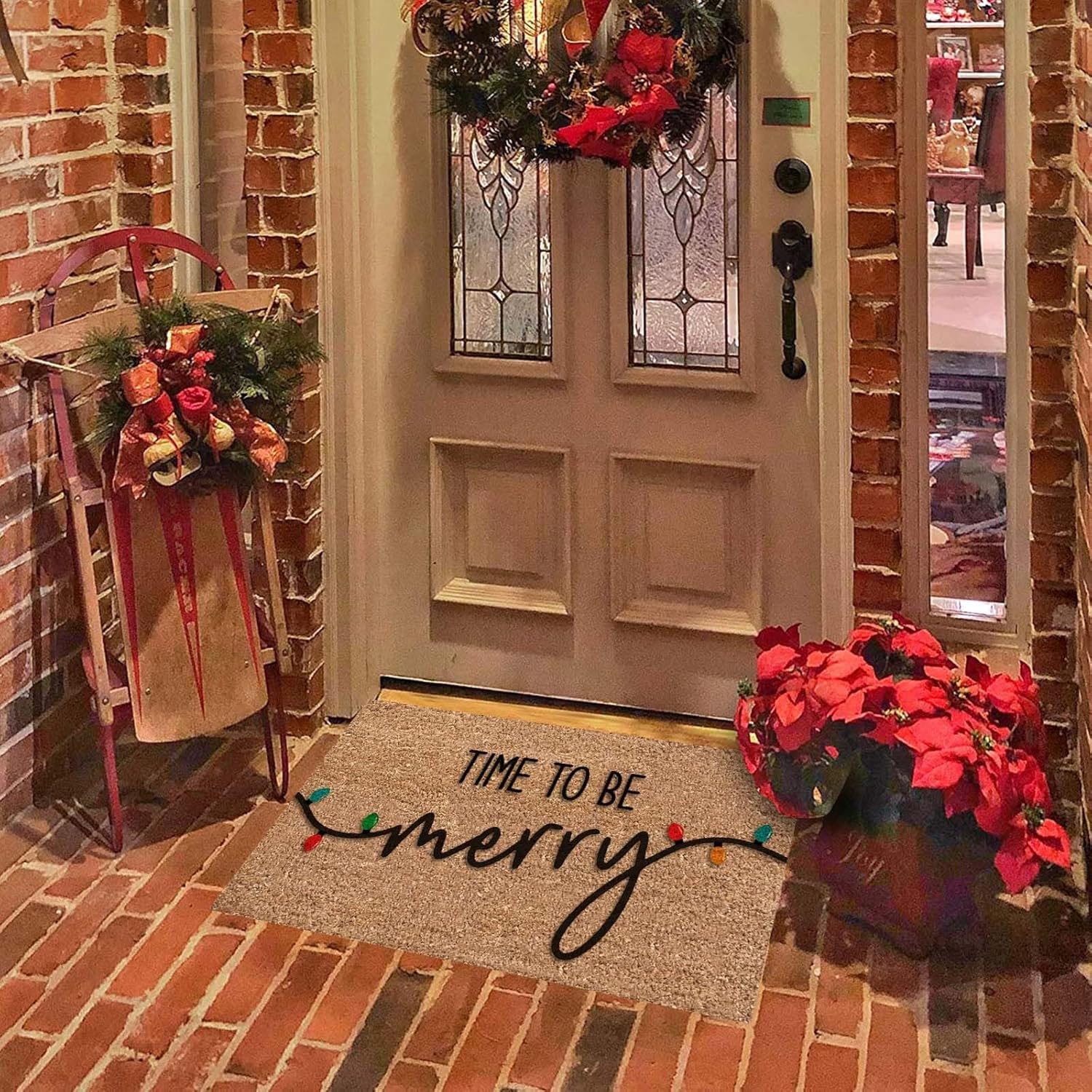 Tapete de Navidad para puerta delantera, 23.6 x 15.7 pulgadas, diseño de Pesadilla antes de Navidad, Feliz Navidad, bonita alfombra de granja de