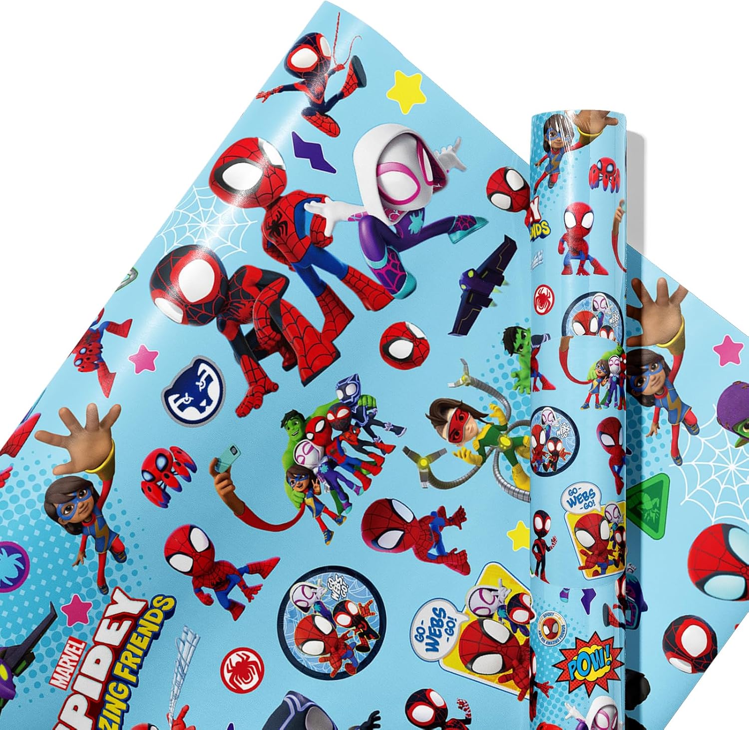 5 piezas de papel de regalo Spidey y sus increíbles amigos, papel de arte a granel plegado plano para baby shower, Spidey y sus increíbles amigos,