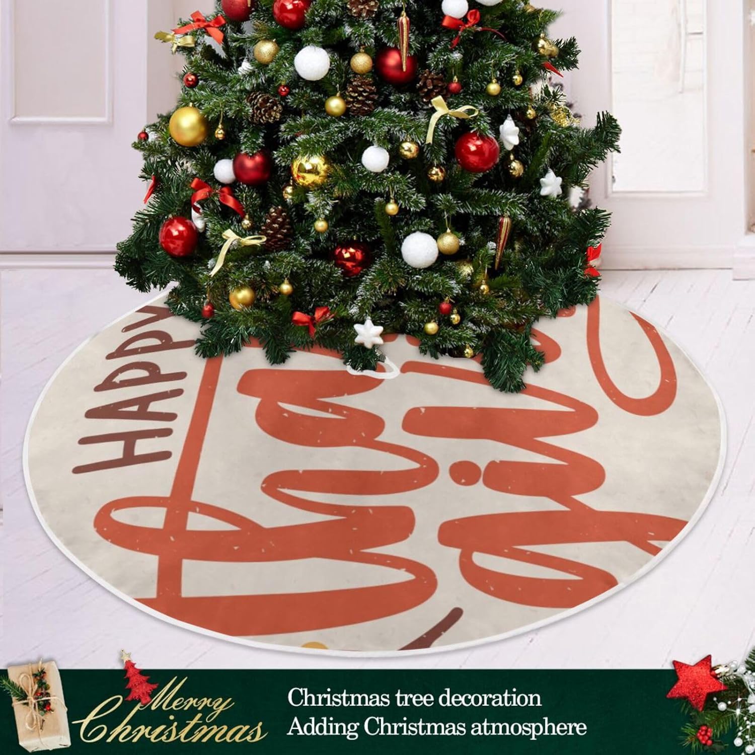 Falda de árbol de Navidad festiva de Acción de Gracias, decoración de Navidad, falda de árbol de Navidad, lavable a máquina, faldas de árbol para
