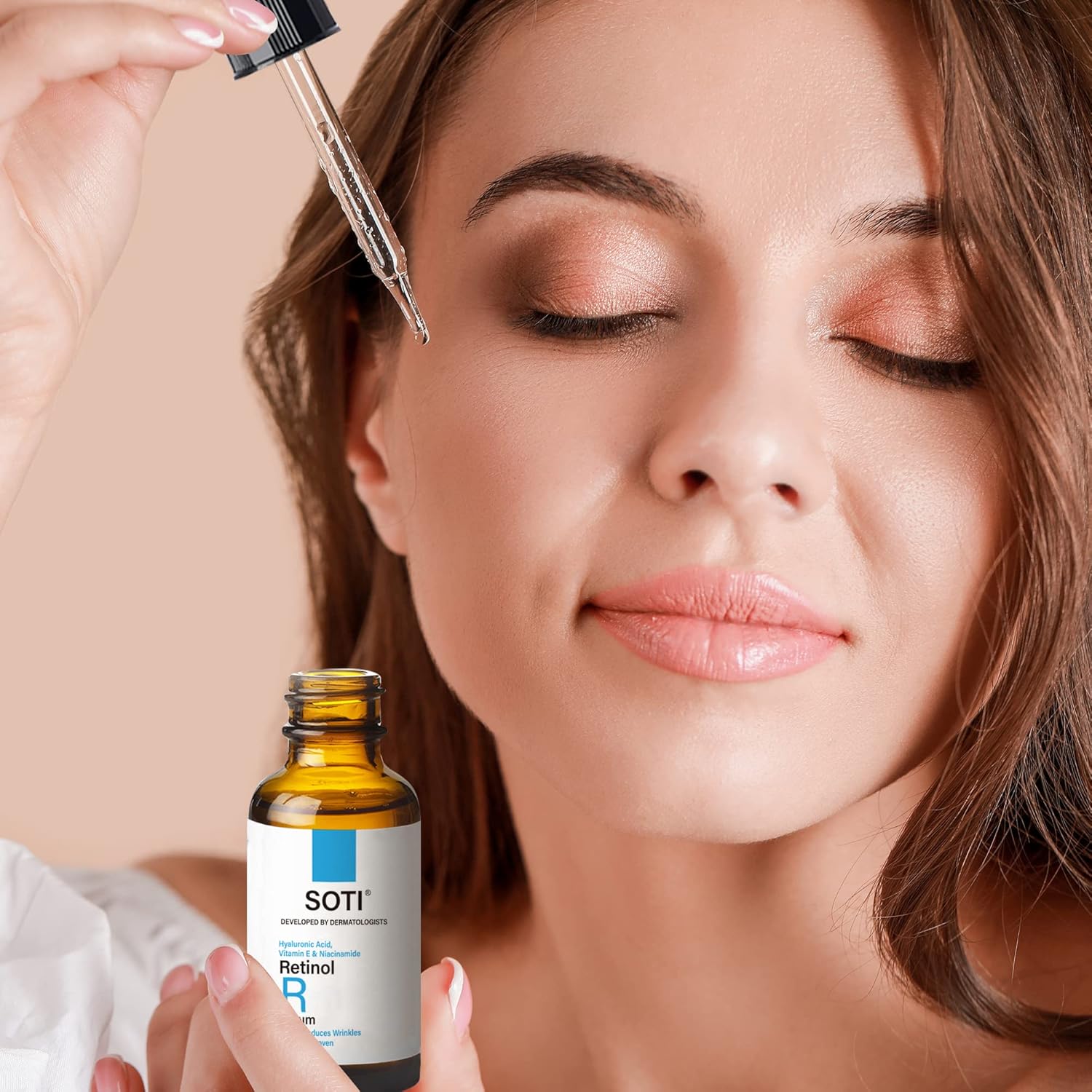 Suero de retinol para cara al 2.5% con niacinamida, ácido hialurónico y vitamina E. Suero facial antienvejecimiento para líneas, arrugas, manchas de