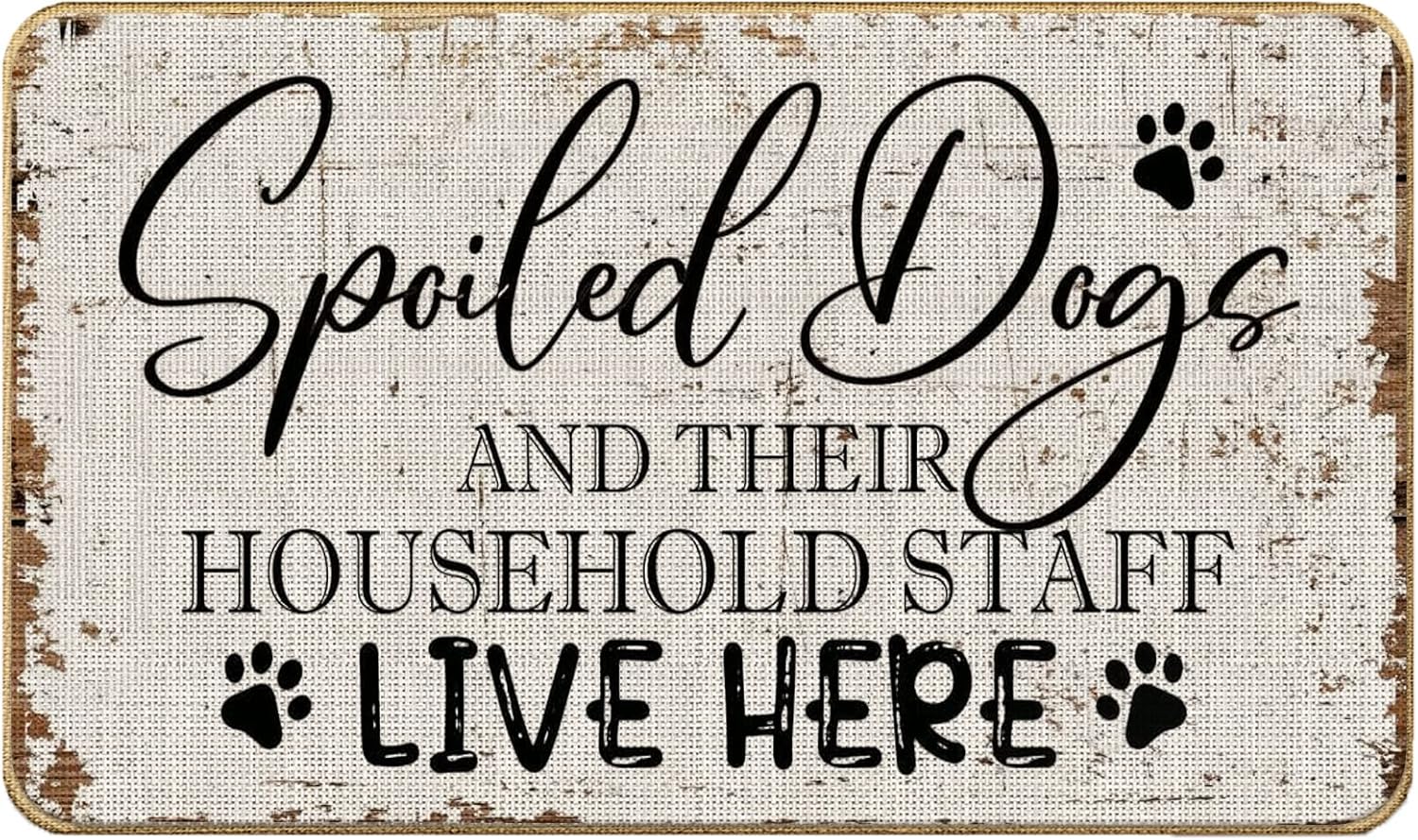 Spoiled Dogs Live Here – Tapete retro con estampado de patas de perro, 17 x 30 pulgadas, antideslizante, tapete de bienvenida al aire libre, para