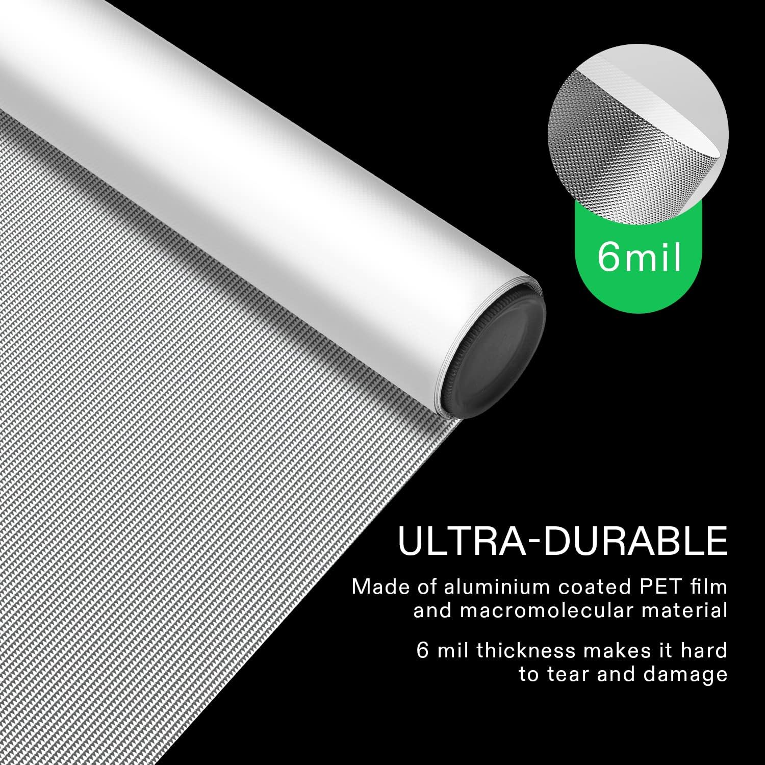 VIVOSUN – Rollo de tela Mylar 6 Mil de 4 x 10 pies. Rollo de Mylar con patrón de diamante muy reflectante para cuarto de crecimiento