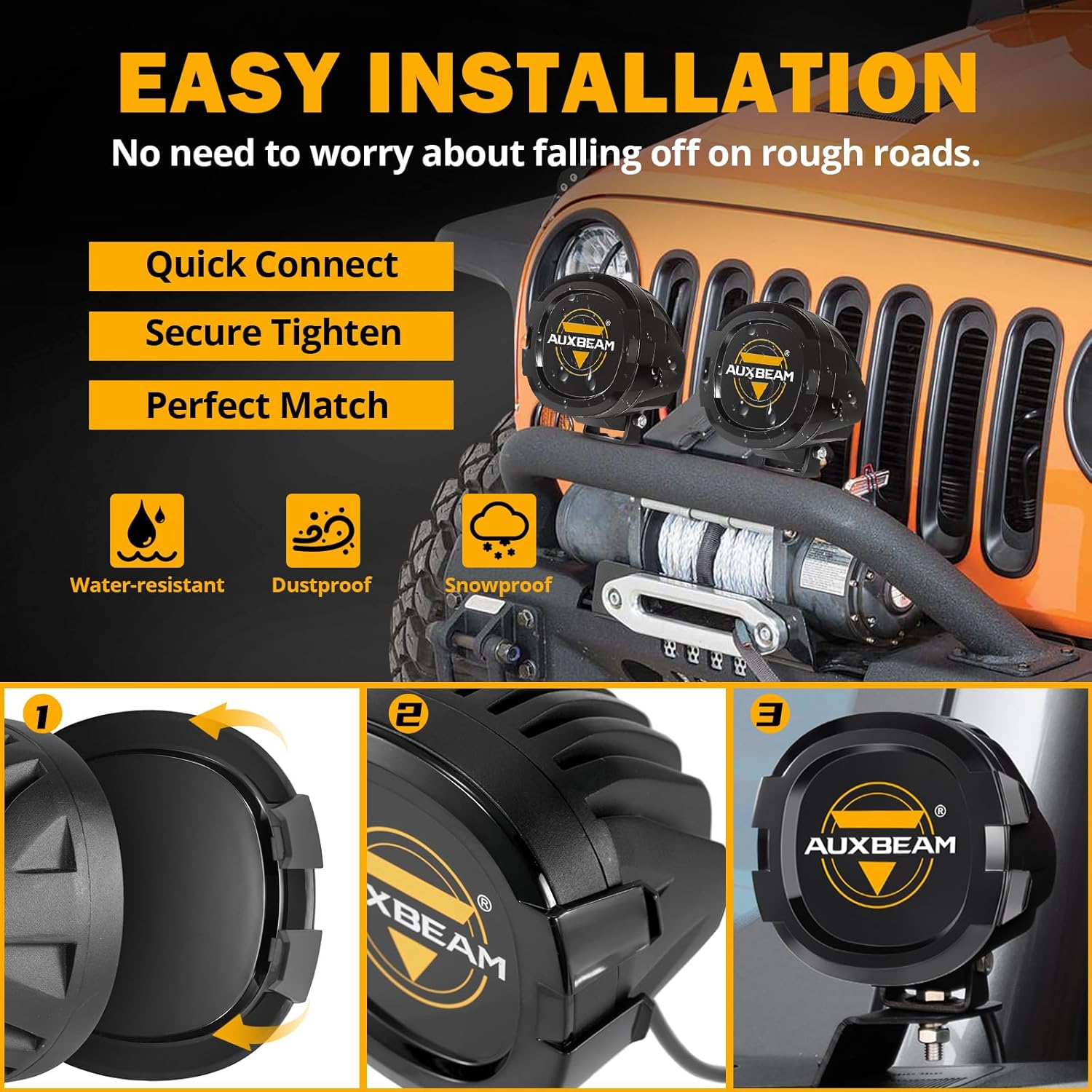 Auxbeam Fundas LED de 4 pulgadas, 2 piezas redondas negras para luces de trabajo de conducción todoterreno, cubiertas protectoras de PC, cubiertas