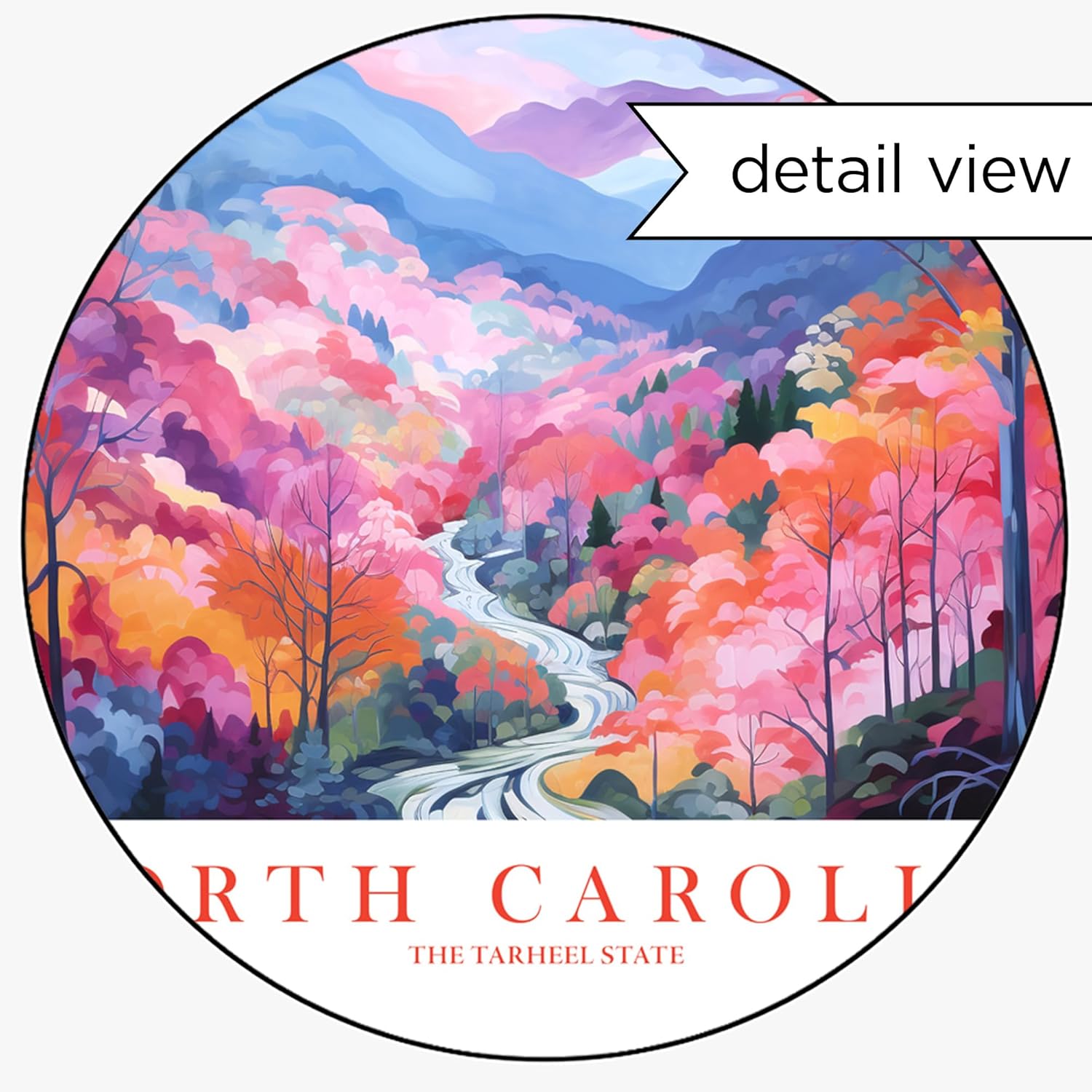 North Carolina Travel Print Tarheel State Souvenir NC Nature Pink Orange Blue Wall Art Landscape Poster Scenic Vista (13×19 inches)