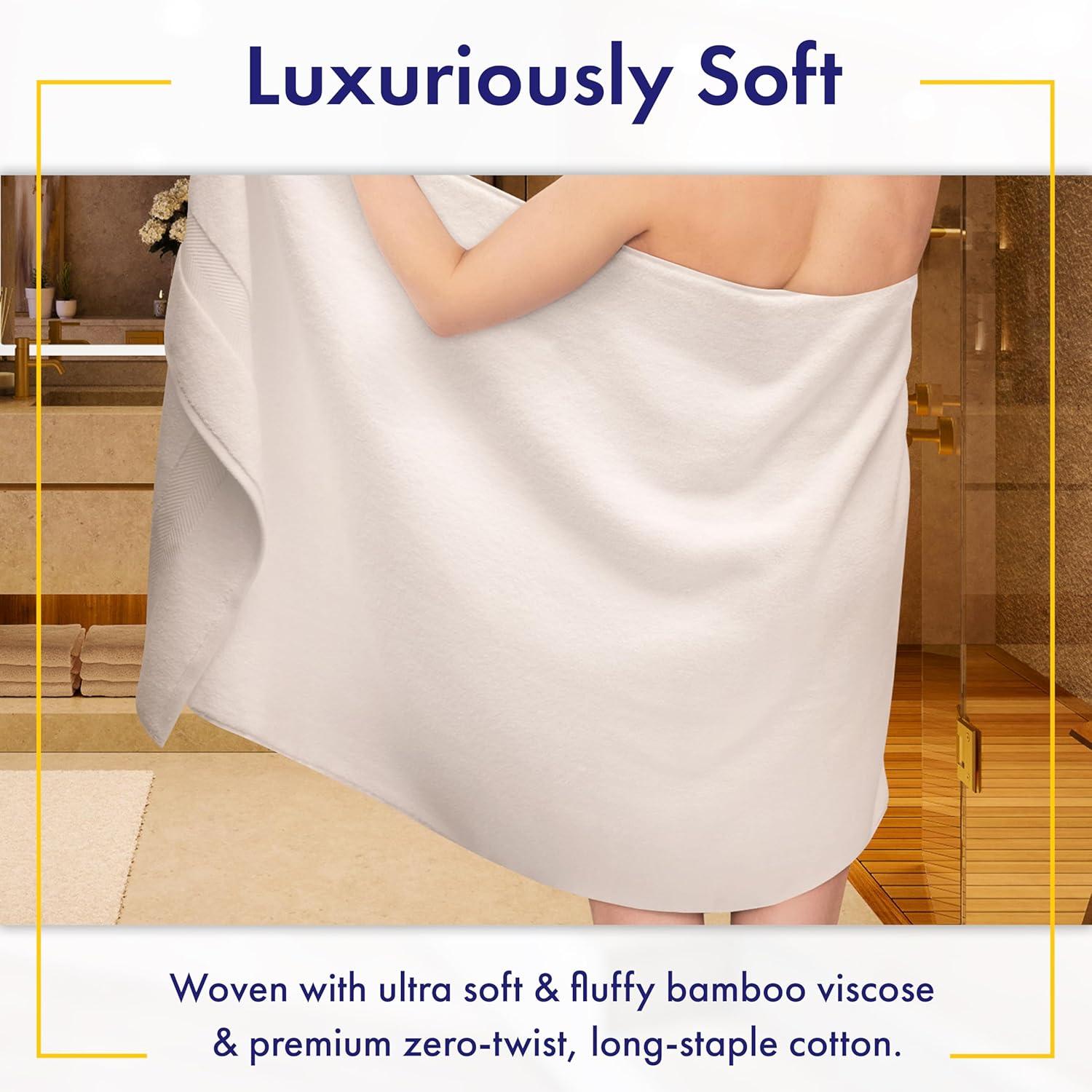 Toallas de baño de bambú de lujo, ultra suaves y afelpadas, toallas extra grandes de 700 GSM, absorbentes y de secado rápido, juego de 6 toallas