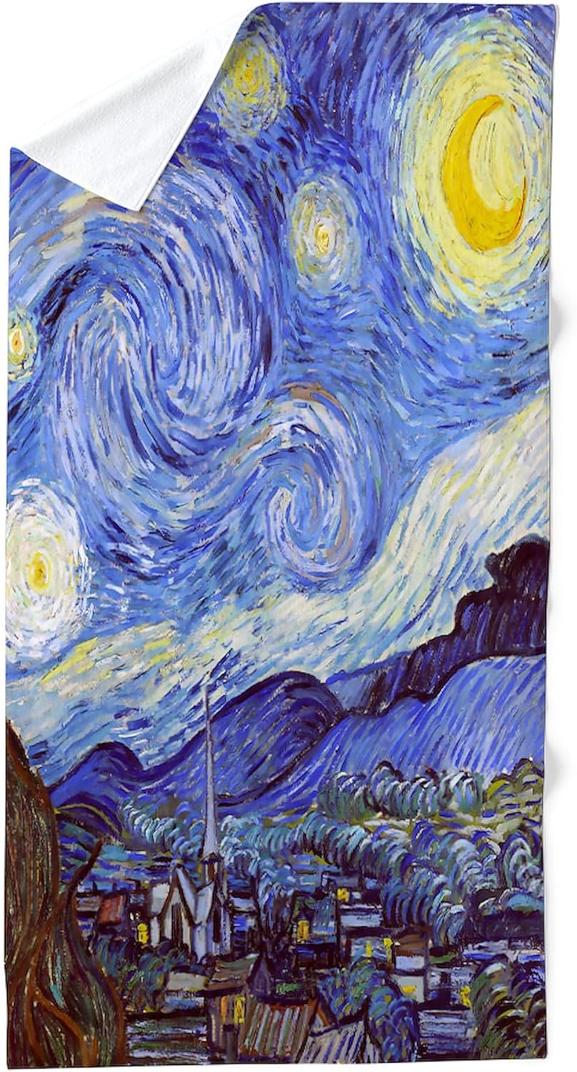CafePress Starry Night Vincent Van Gogh – Toalla de playa grande, toalla suave con diseño único