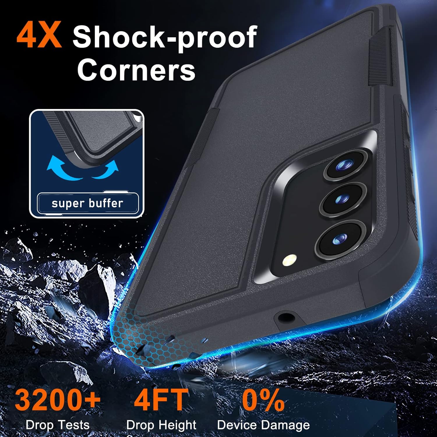 Funda para Samsung Galaxy A54 5G con 1 protector de pantalla de vidrio templado y 1 funda para lente de cámara, resistente y a prueba de golpes,
