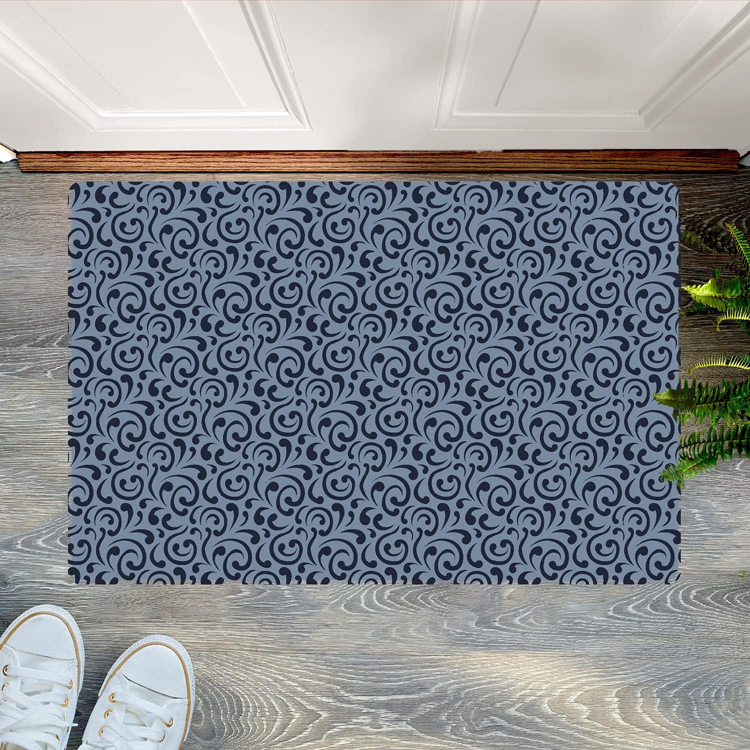 Alfombrilla Shape28, ultra delgada para la cocina, con respaldo de goma antideslizante, 35 x 23 pulgadas, azul oscuro